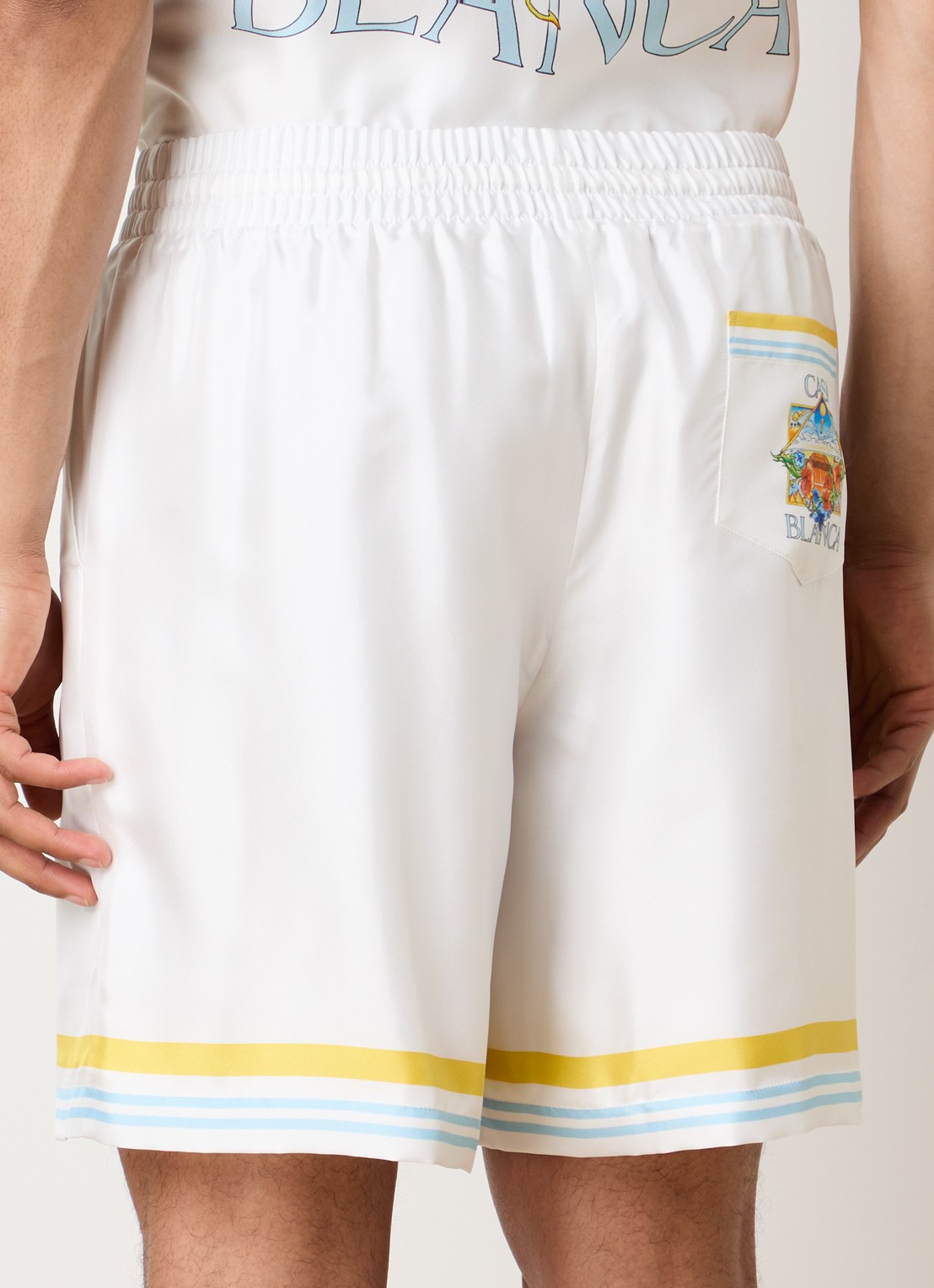 Casablanca Tennis loose fit korte broek van zijde - achterkant 3 wit