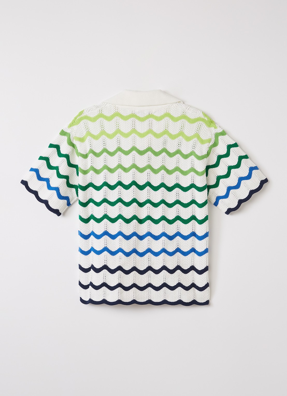 Casablanca Wave polo van crochet met ingebreid patroon - voorkant 2 gebroken wit