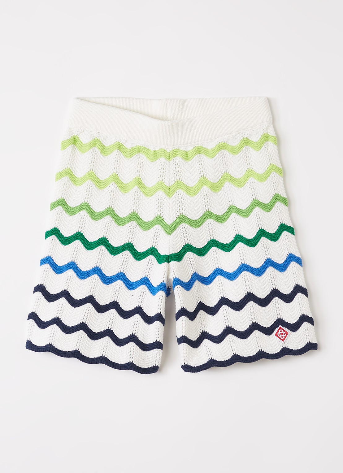 Casablanca Wave straight fit korte broek van crochet met ingebreid patroon - voorkant 2 gebroken wit