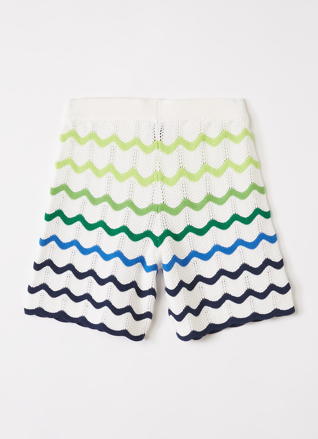 Casablanca Wave straight fit korte broek van crochet met ingebreid patroon - voorkant 3 gebroken wit