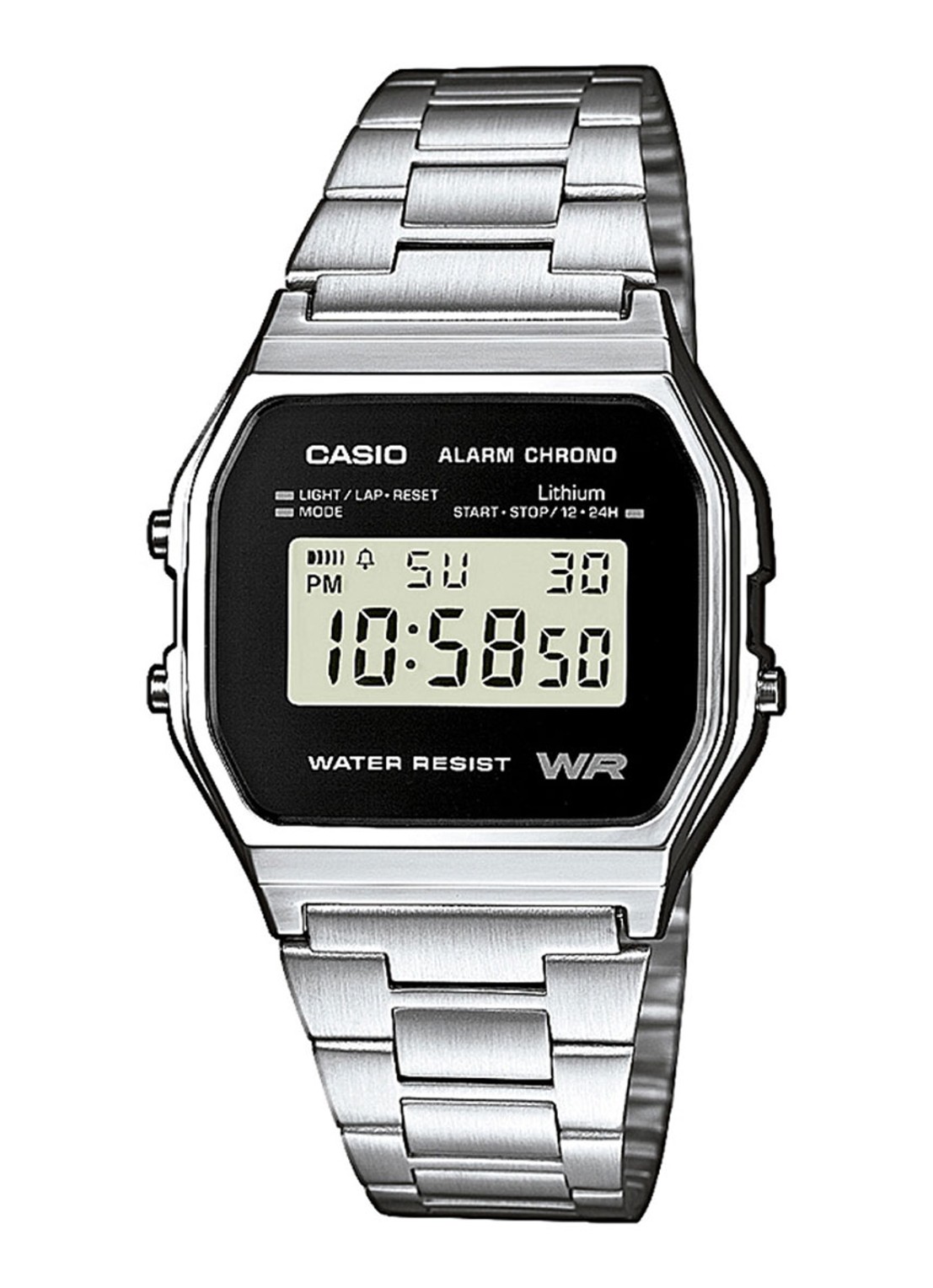 Casio Horloge Retro A158WEA-1EF - voorkant zilver