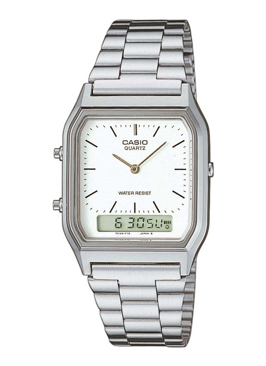 Casio Vintage Edgy horloge AQ-230A-7DMQYES - detail zilver