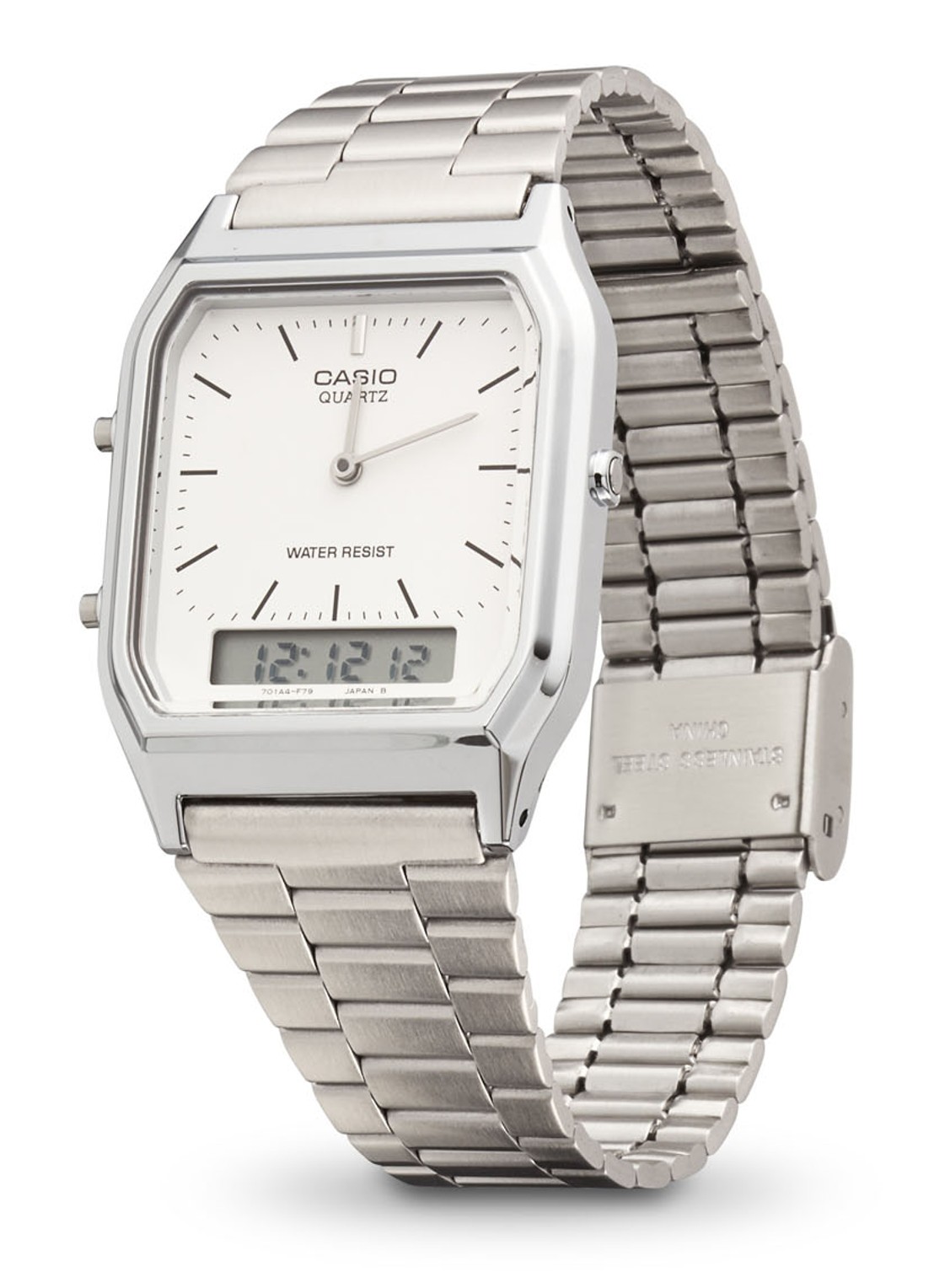 Casio Vintage Edgy horloge AQ-230A-7DMQYES - voorkant 5 zilver