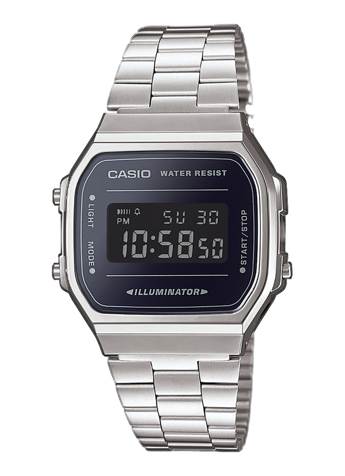 Casio Vintage horloge A168WEM-1EF - voorkant zilver