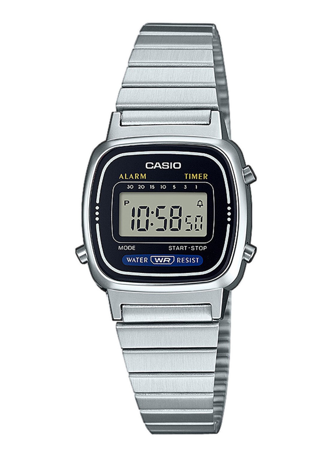 Casio Vintage horloge LA670WEA-1EF - voorkant zilver