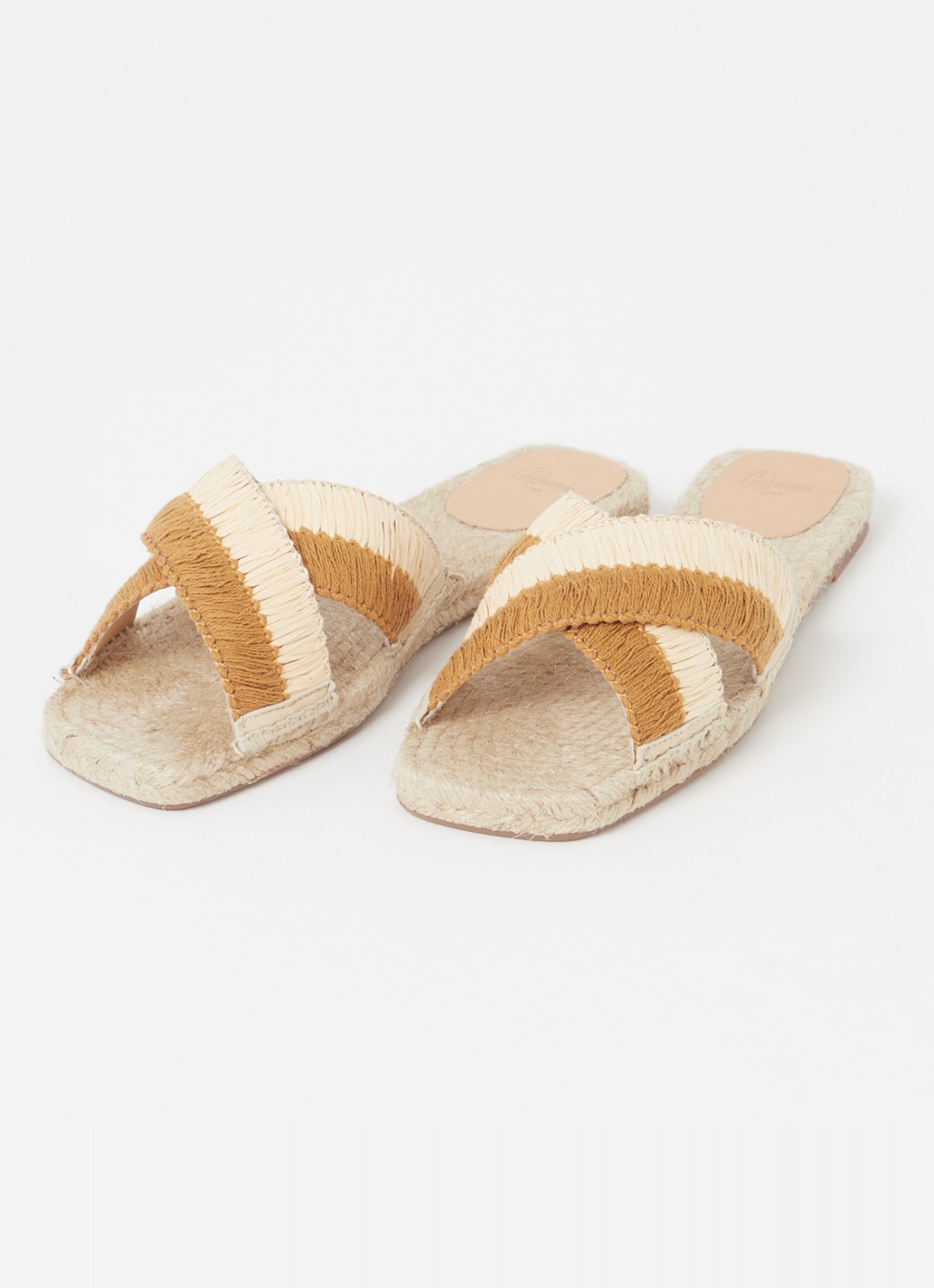 Castañer Priscila slipper met raffia details - detail 2 bruin
