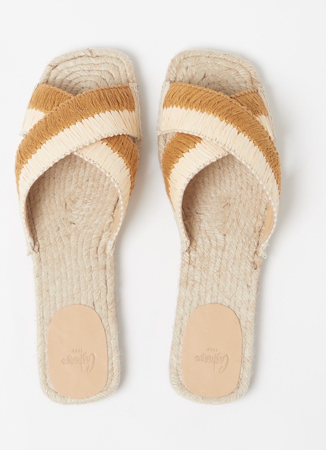 Castañer Priscila slipper met raffia details - detail 4 bruin