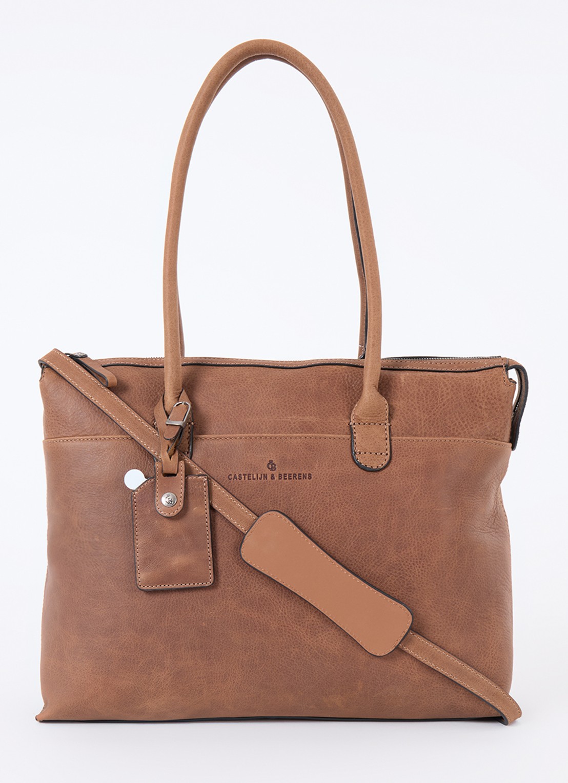 Castelijn & Beerens Businesstas met 15,6 inch laptopvak - voorkant 2 cognac