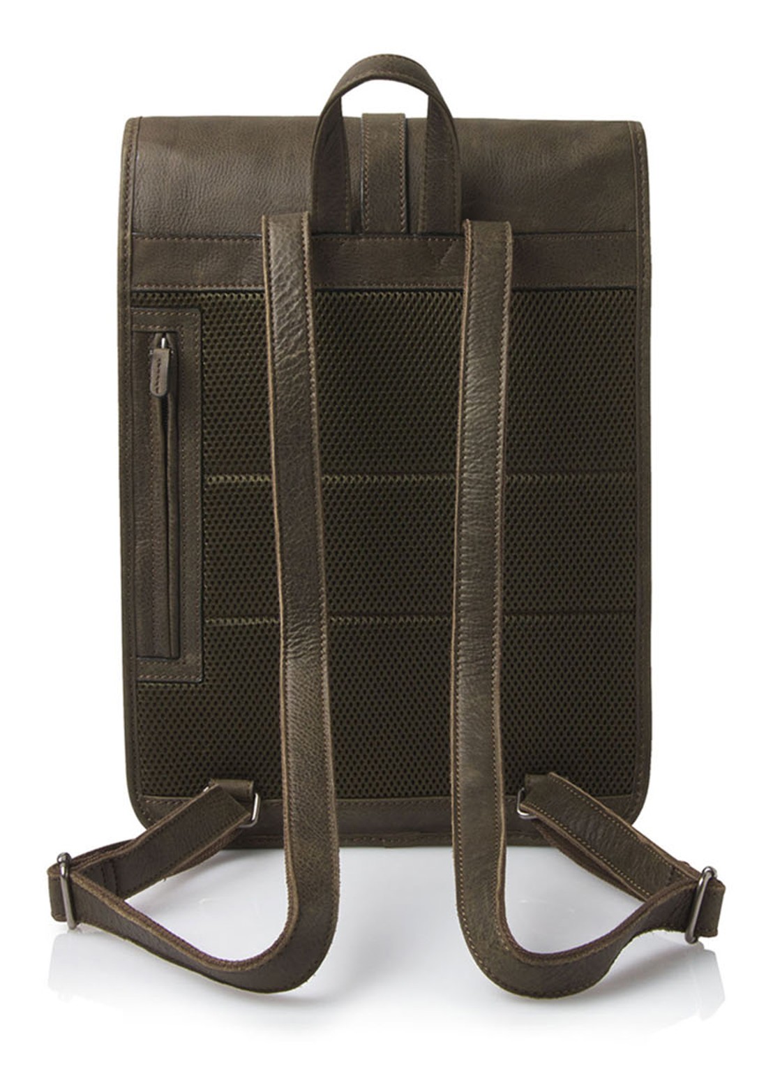 Castelijn & Beerens Carisma rugzak van leer met 15,6 inch laptopvak - unisex - detail 3 legergroen