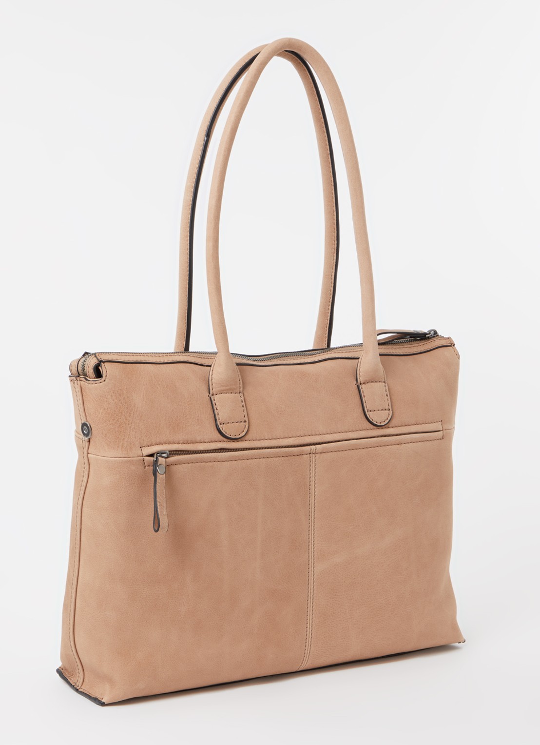 Castelijn & Beerens Carisma schoudertas met 15,6 inch laptopvak - achterkant beige