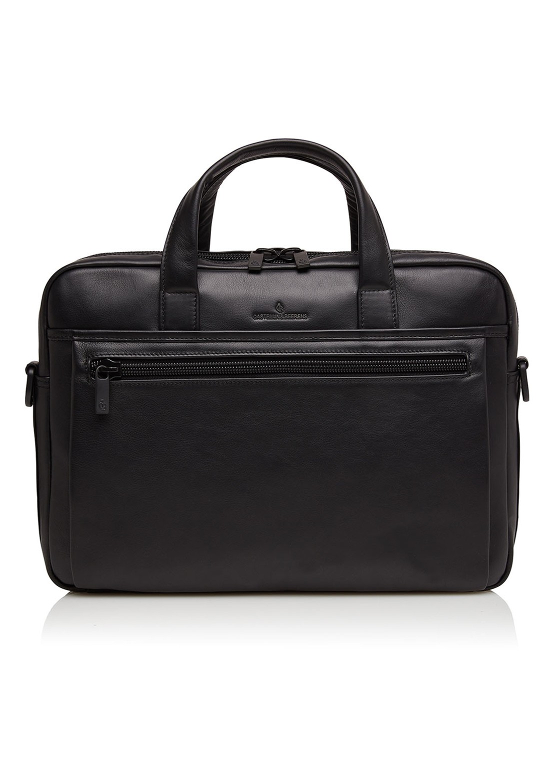 Castelijn & Beerens Charlie businesstas van leer met 15,6 inch laptopvak - voorkant zwart
