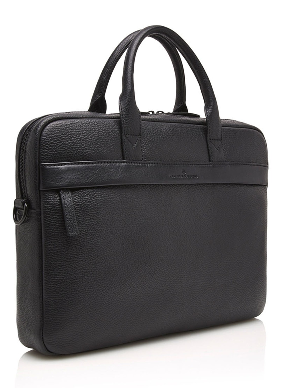 Castelijn & Beerens Chris businesstas van leer met 15,6 inch laptopvak  - voorkant 7 zwart