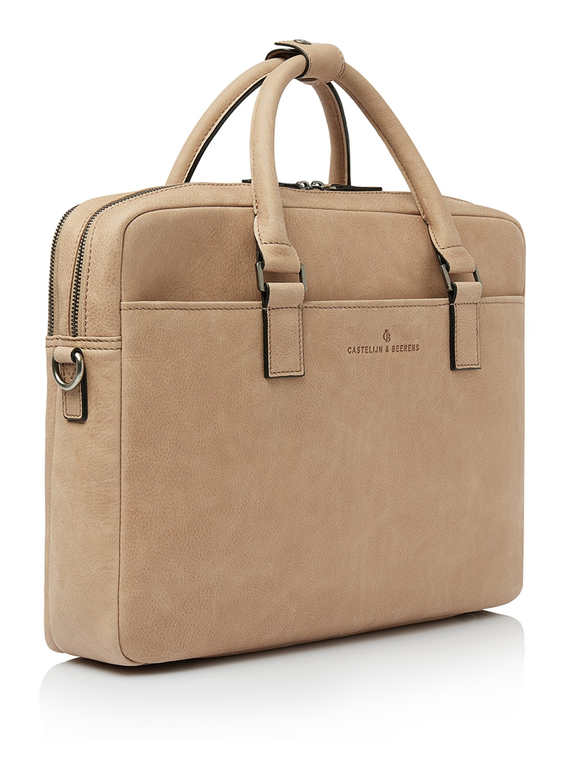 Castelijn & Beerens Clarissa laptoptas met 15 inch laptopvak - voorkant 2 beige