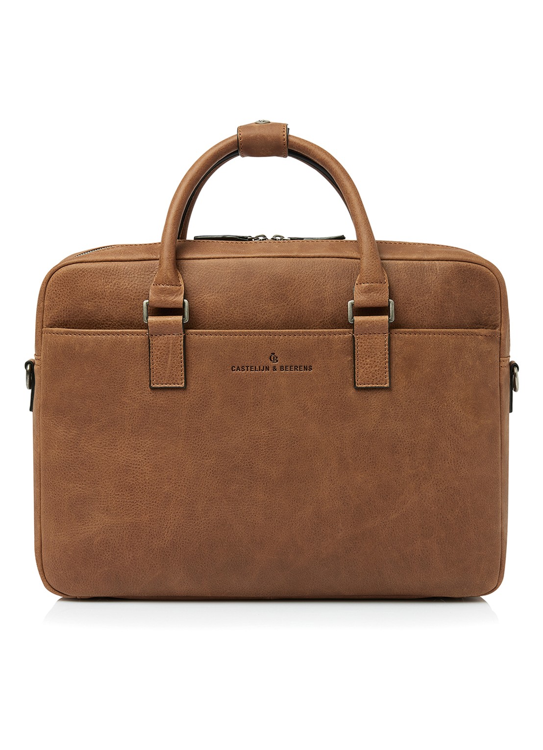 Castelijn & Beerens Clarissa laptoptas met 15 inch laptopvak - voorkant cognac