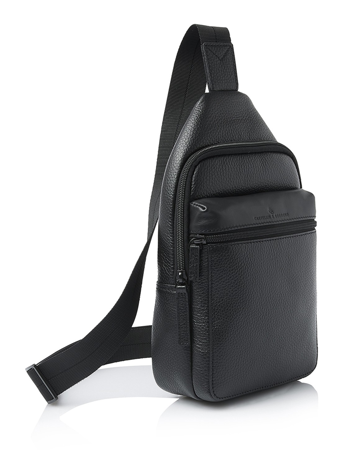 Castelijn & Beerens Crossbodytas van leer - voorkant 2 zwart