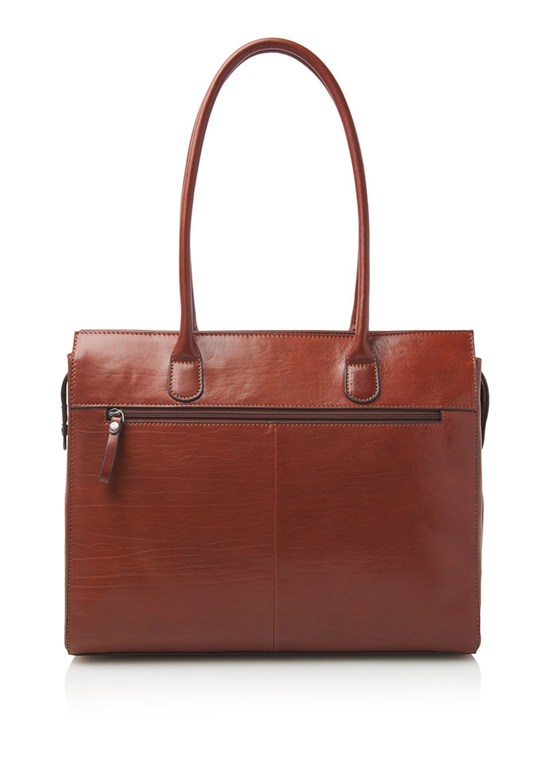 Castelijn & Beerens Ellen schoudertas met 15 inch laptopvak - achterkant 8 cognac