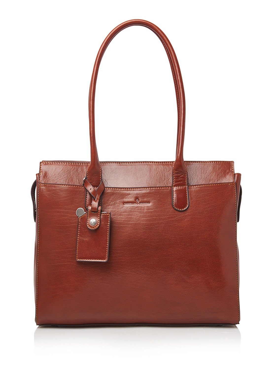 Castelijn & Beerens Ellen schoudertas met 15 inch laptopvak - voorkant cognac