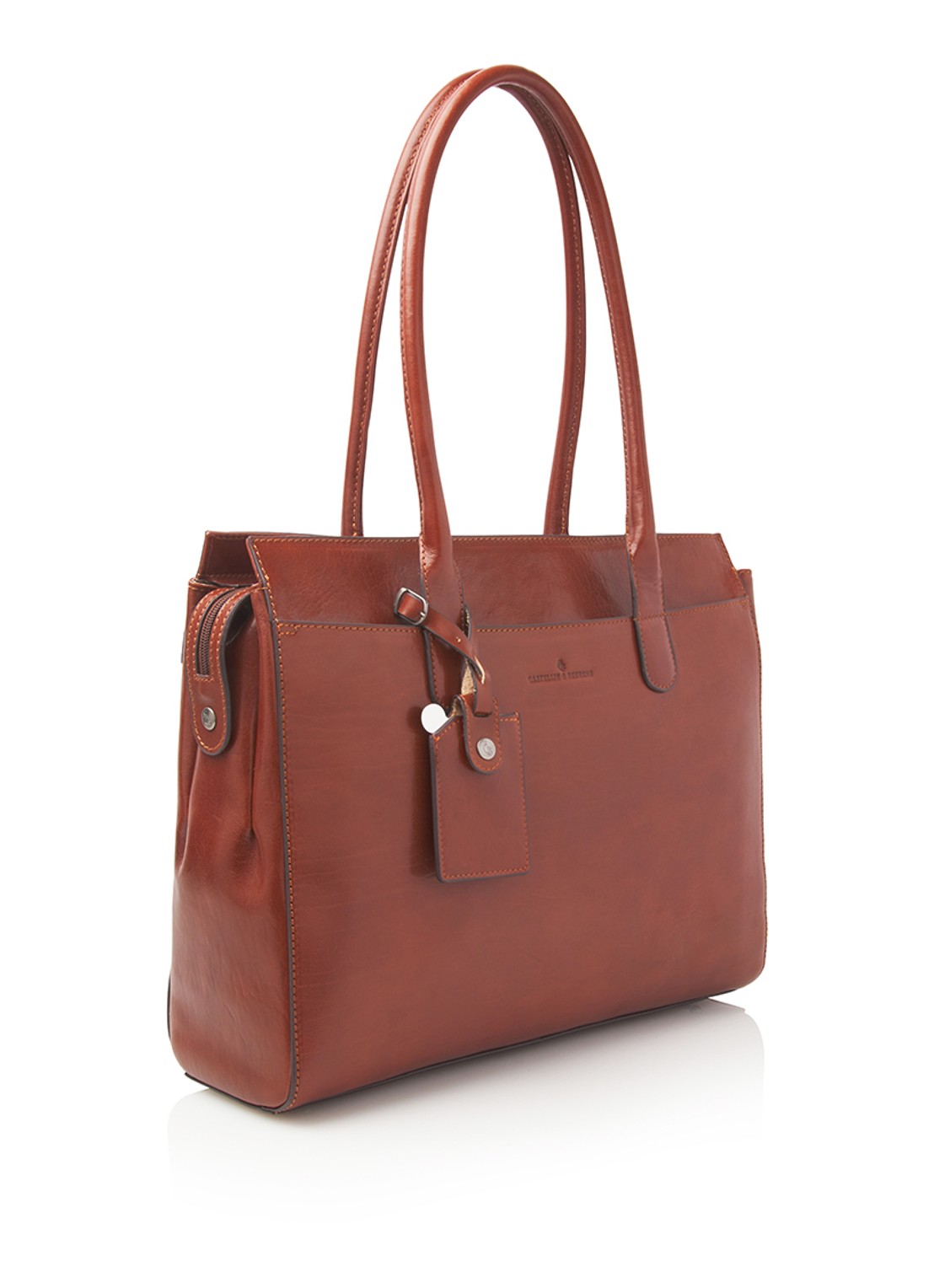 Castelijn & Beerens Ellen schoudertas met 15 inch laptopvak - voorkant 2 cognac