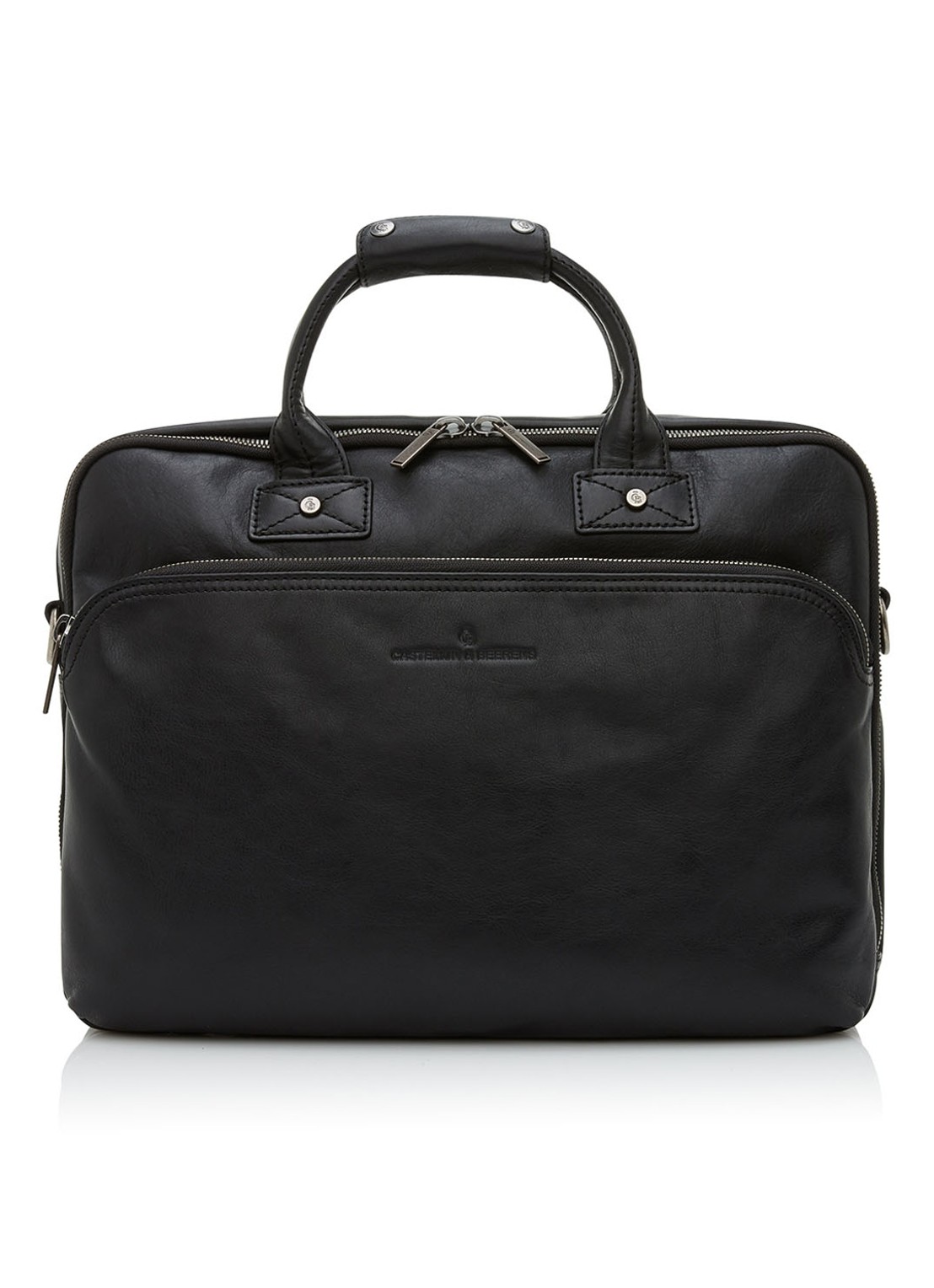 Castelijn & Beerens Firenze businesstas van leer met 15,6 inch laptopvak - voorkant 3 zwart