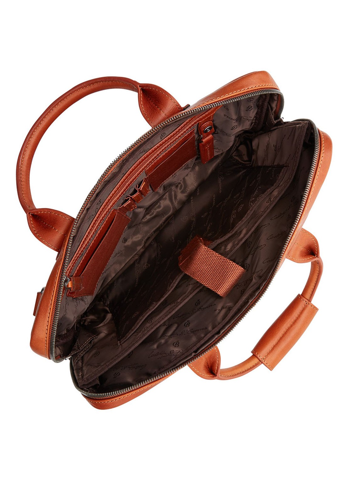 Castelijn & Beerens Firenze businesstas van leer met 15,6 inch laptopvak - detail 3 cognac