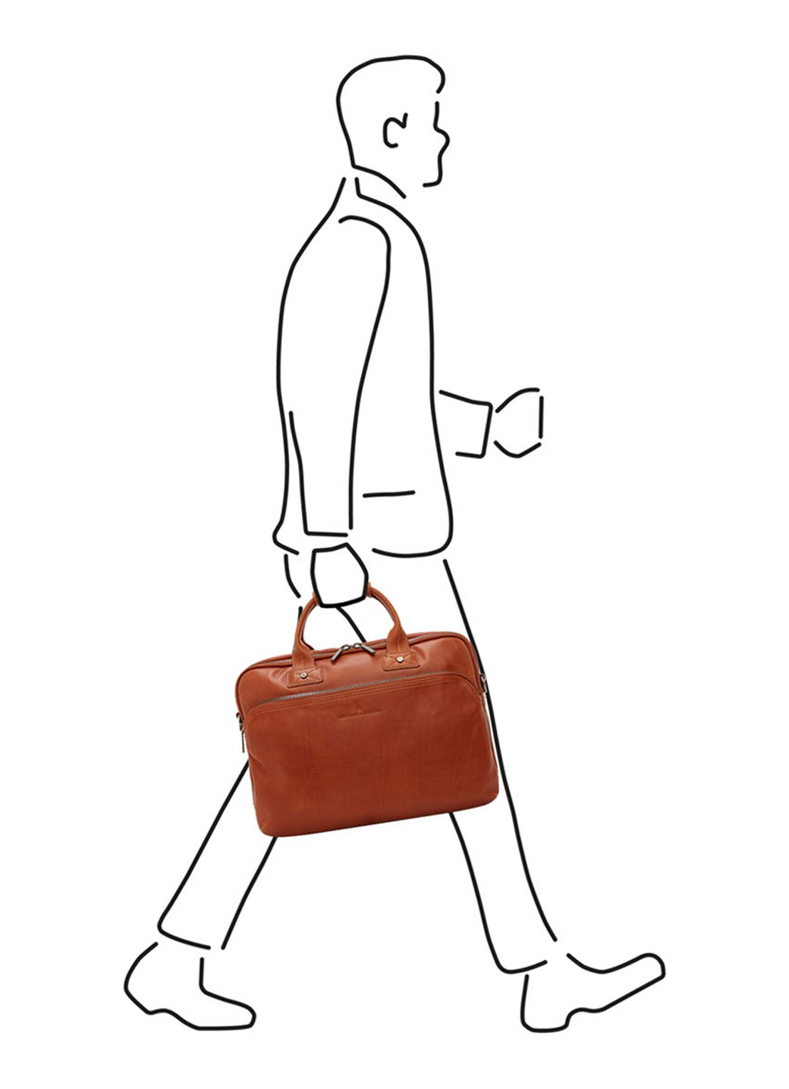 Castelijn & Beerens Firenze businesstas van leer met 15,6 inch laptopvak - detail 4 cognac