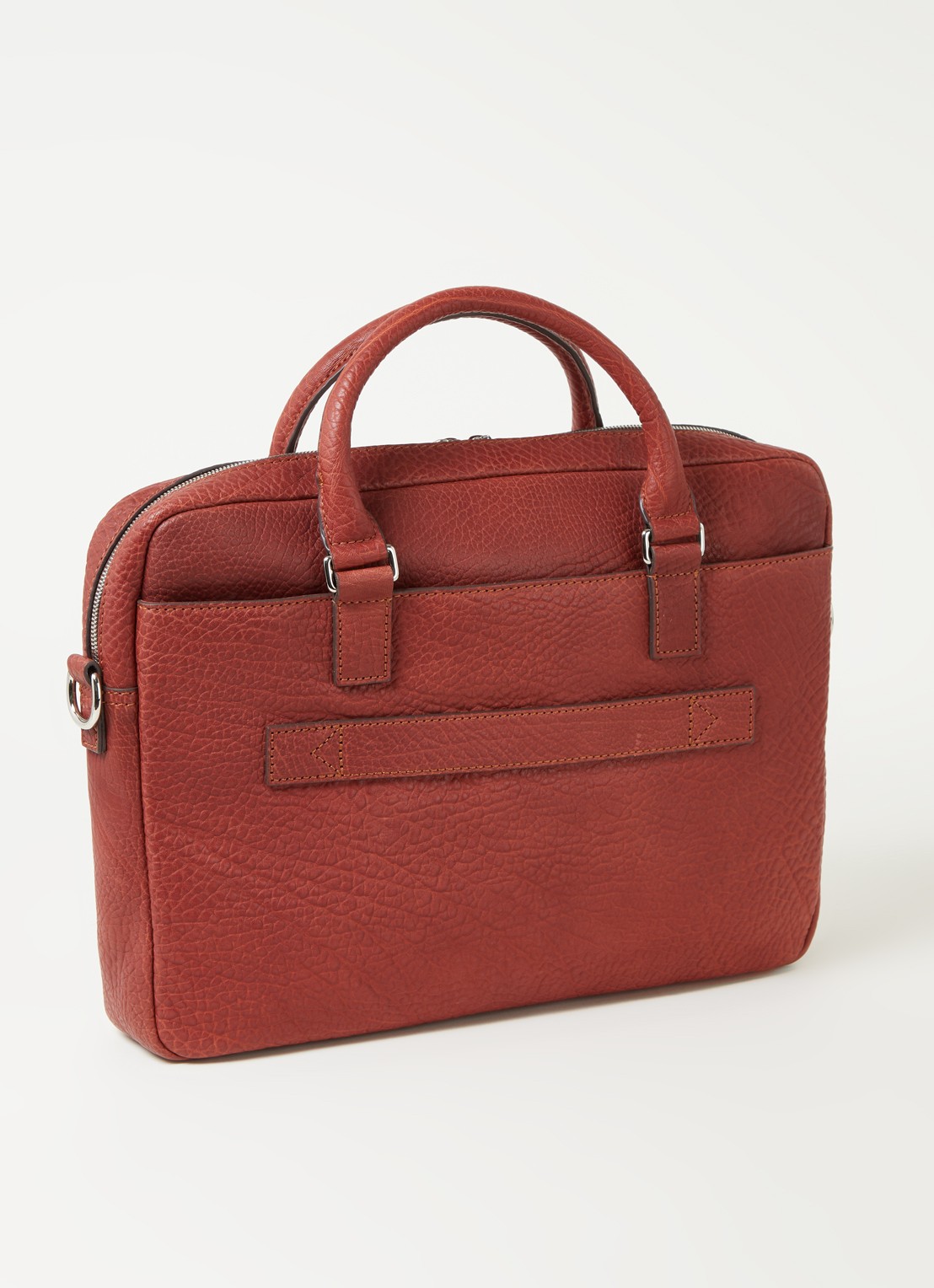 Castelijn & Beerens Laptoptas met 15 inch laptopvak van leer - achterkant 2 oranjebruin