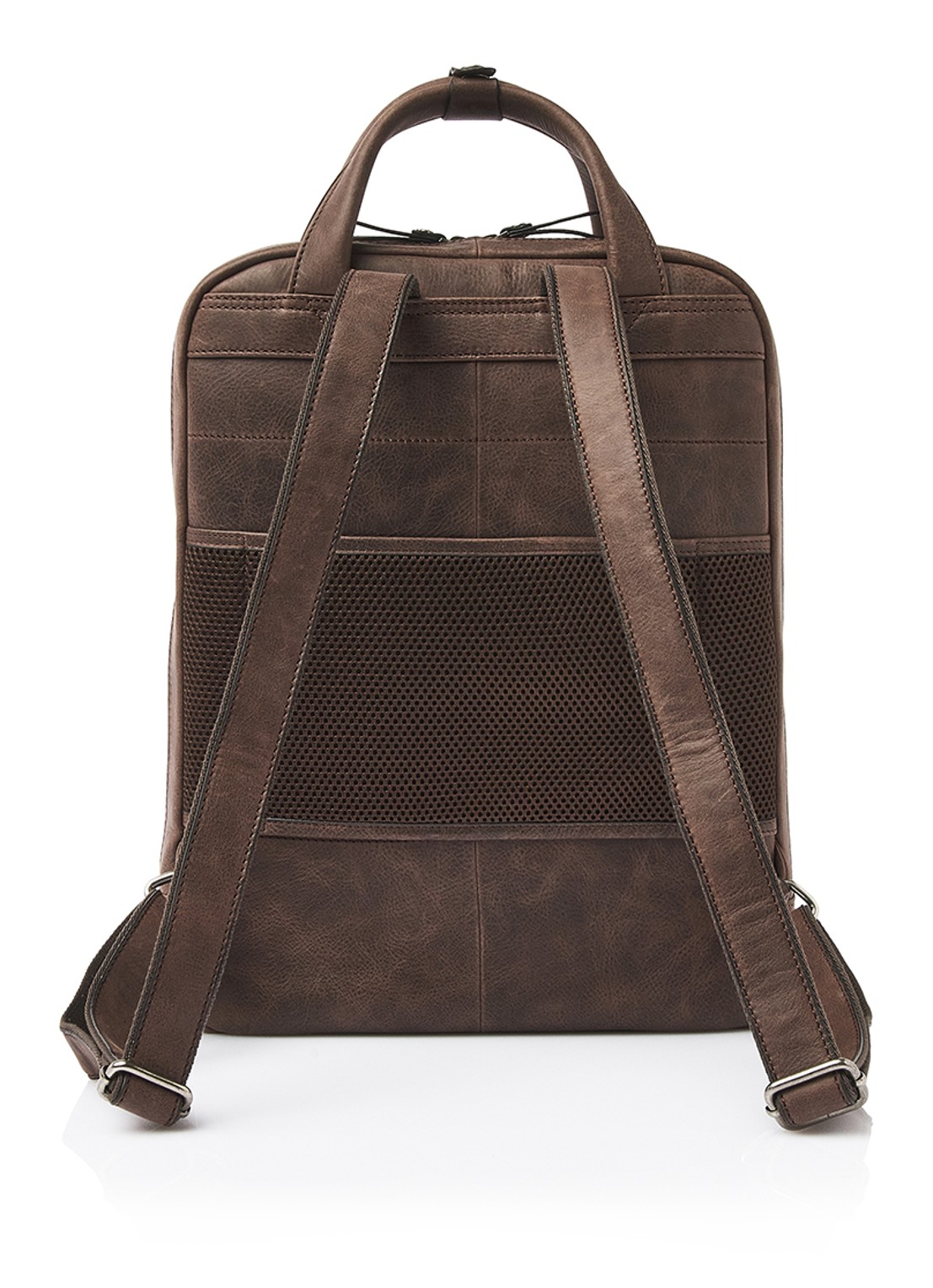 Castelijn & Beerens Laptoptas van leer met 15,6 inch laptopvak - achterkant 3 bruin