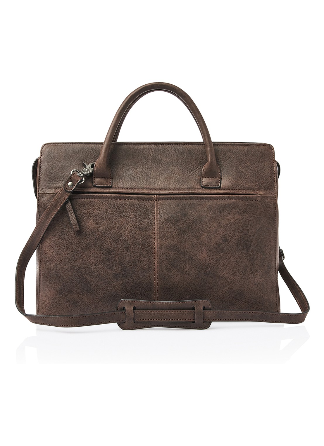 Castelijn & Beerens Laptoptas van leer met 15,6 inch laptopvak - achterkant 7 bruin