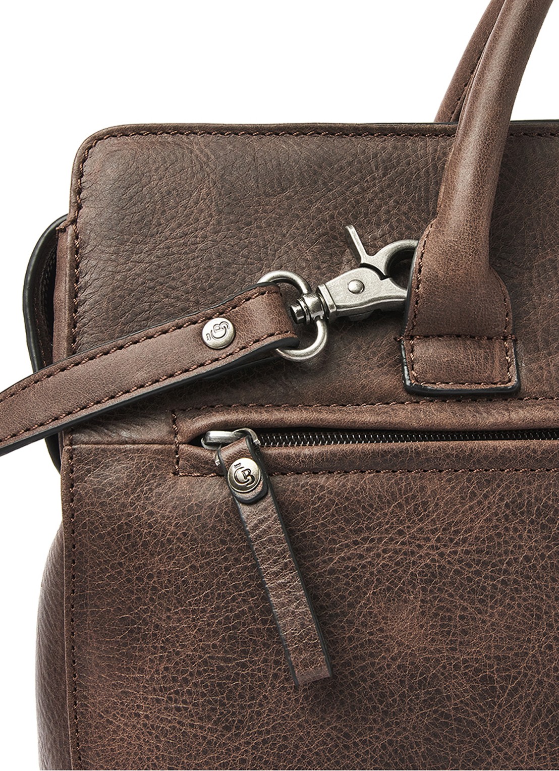 Castelijn & Beerens Laptoptas van leer met 15,6 inch laptopvak - detail 4 bruin