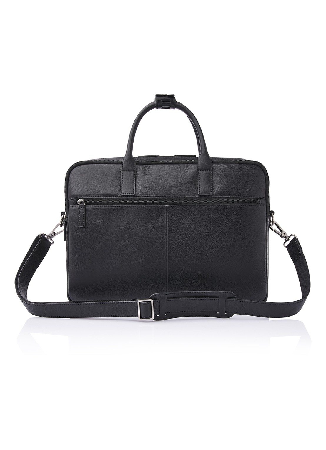 Castelijn & Beerens Laptoptas van leer met 15,6 inch laptopvak - achterkant 8 zwart