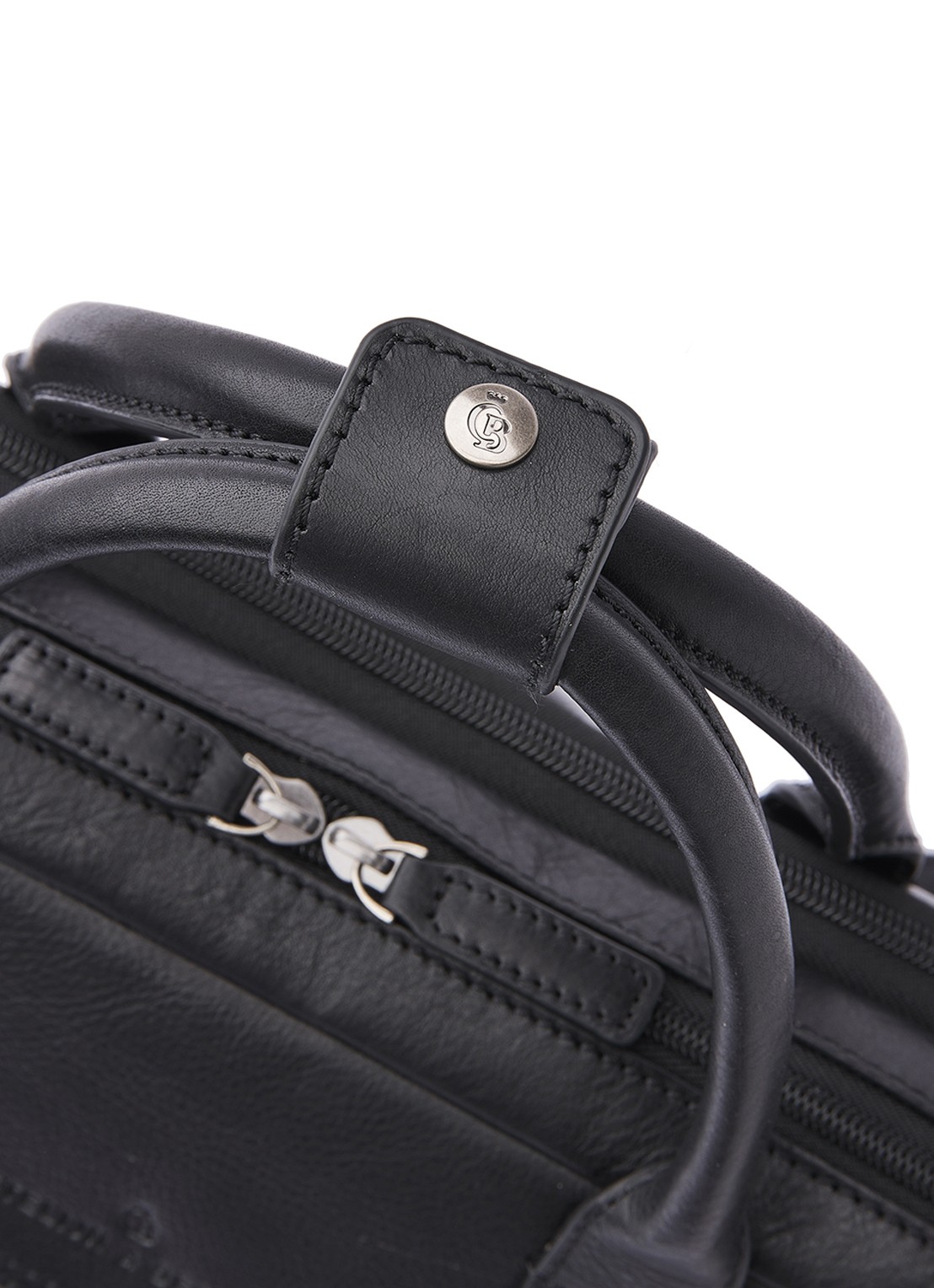 Castelijn & Beerens Laptoptas van leer met 15,6 inch laptopvak - detail 2 zwart