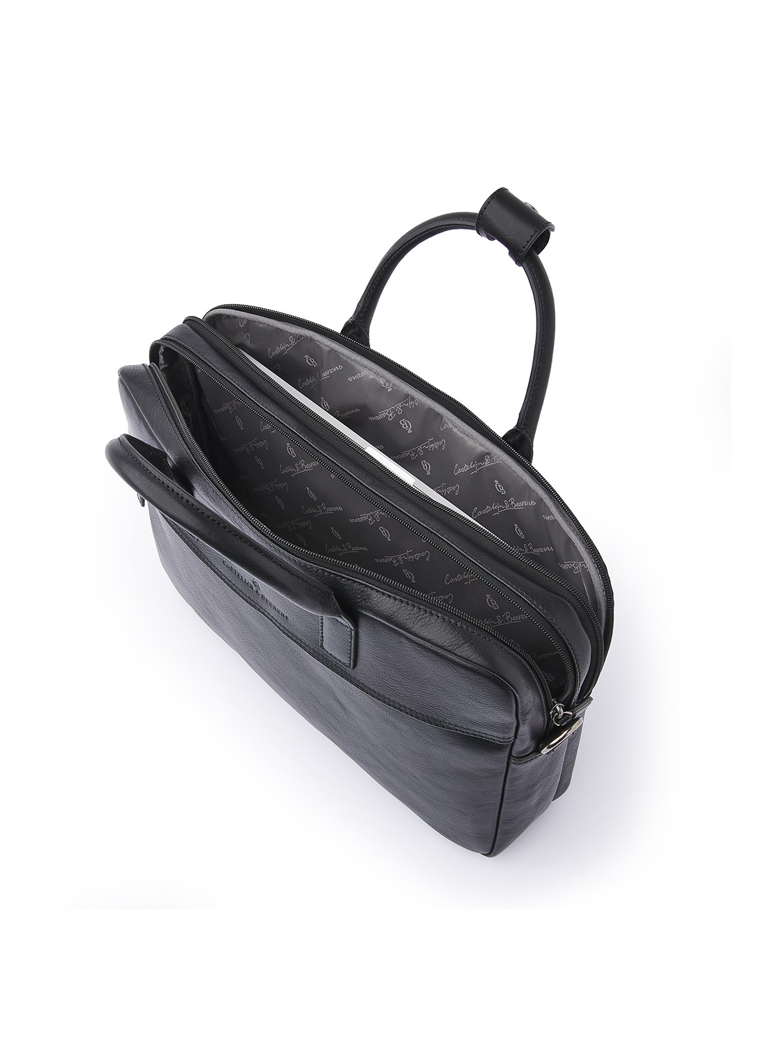Castelijn & Beerens Laptoptas van leer met 15,6 inch laptopvak - detail 4 zwart