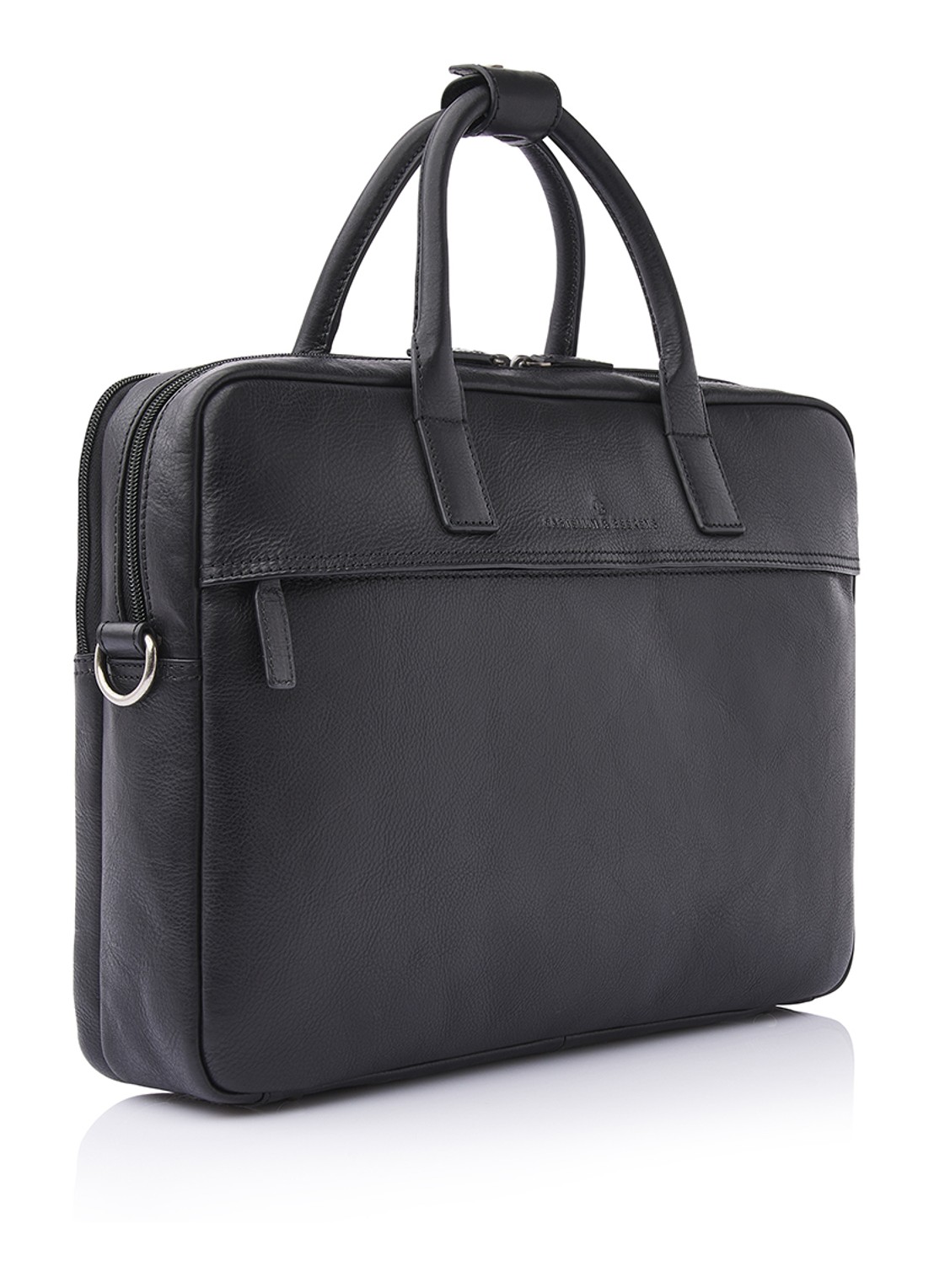 Castelijn & Beerens Laptoptas van leer met 15,6 inch laptopvak - voorkant 7 zwart
