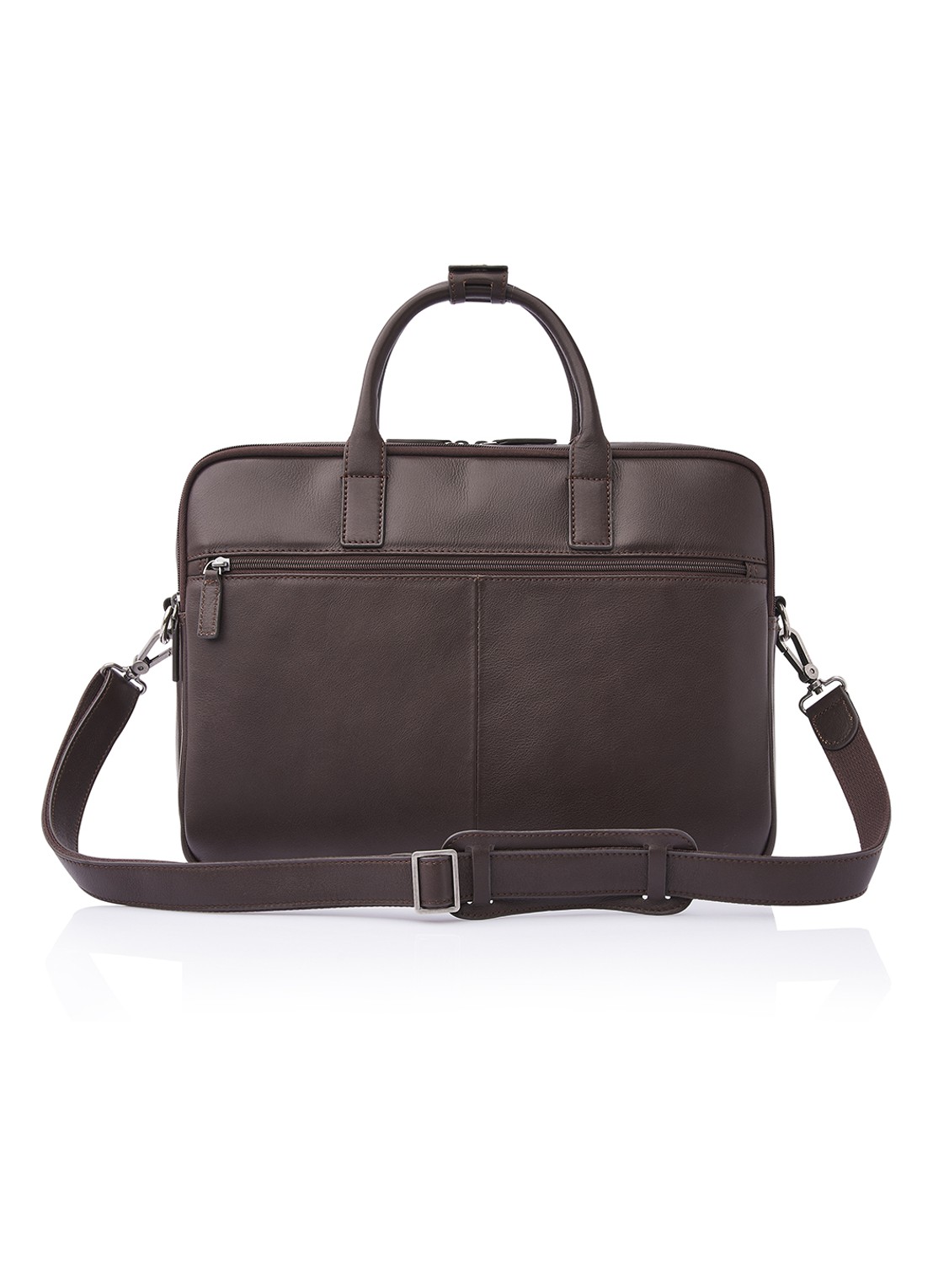Castelijn & Beerens Laptoptas van leer met 15,6 inch laptopvak - achterkant 8 lichtbruin