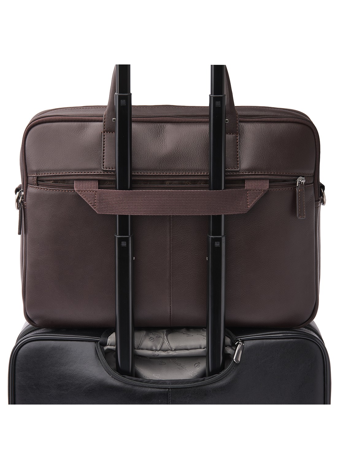 Castelijn & Beerens Laptoptas van leer met 15,6 inch laptopvak - detail 5 lichtbruin