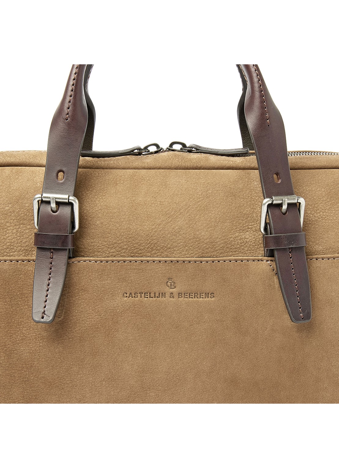 Castelijn & Beerens Laptoptas van nubuck met 15 inch laptopvak - detail 4 camel