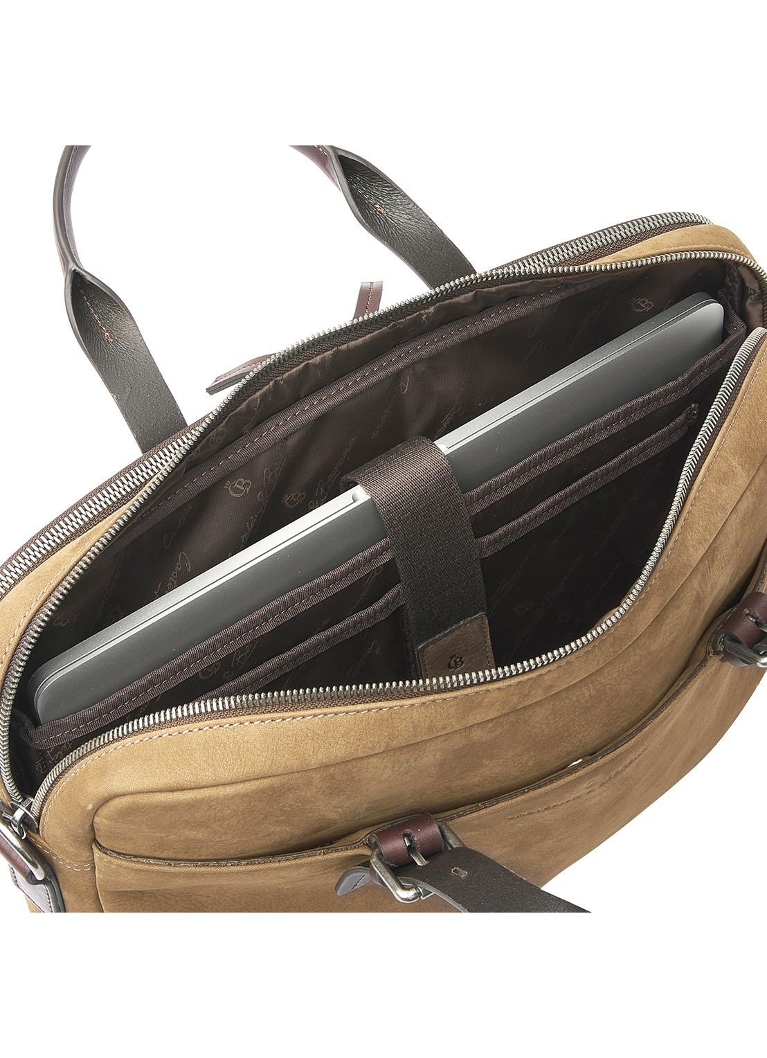 Castelijn & Beerens Laptoptas van nubuck met 15 inch laptopvak - detail 6 camel