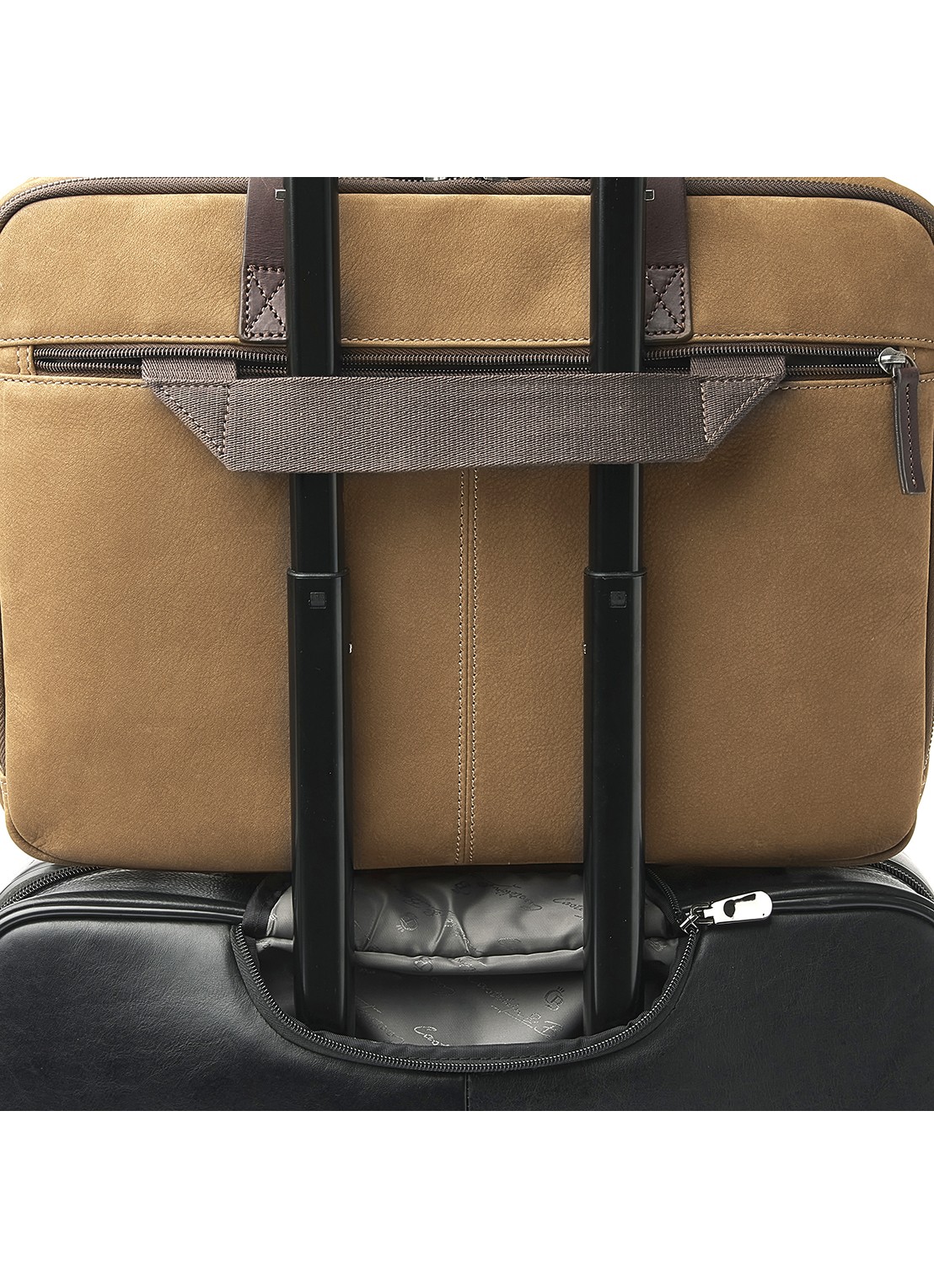 Castelijn & Beerens Laptoptas van nubuck met 15 inch laptopvak - detail 8 camel
