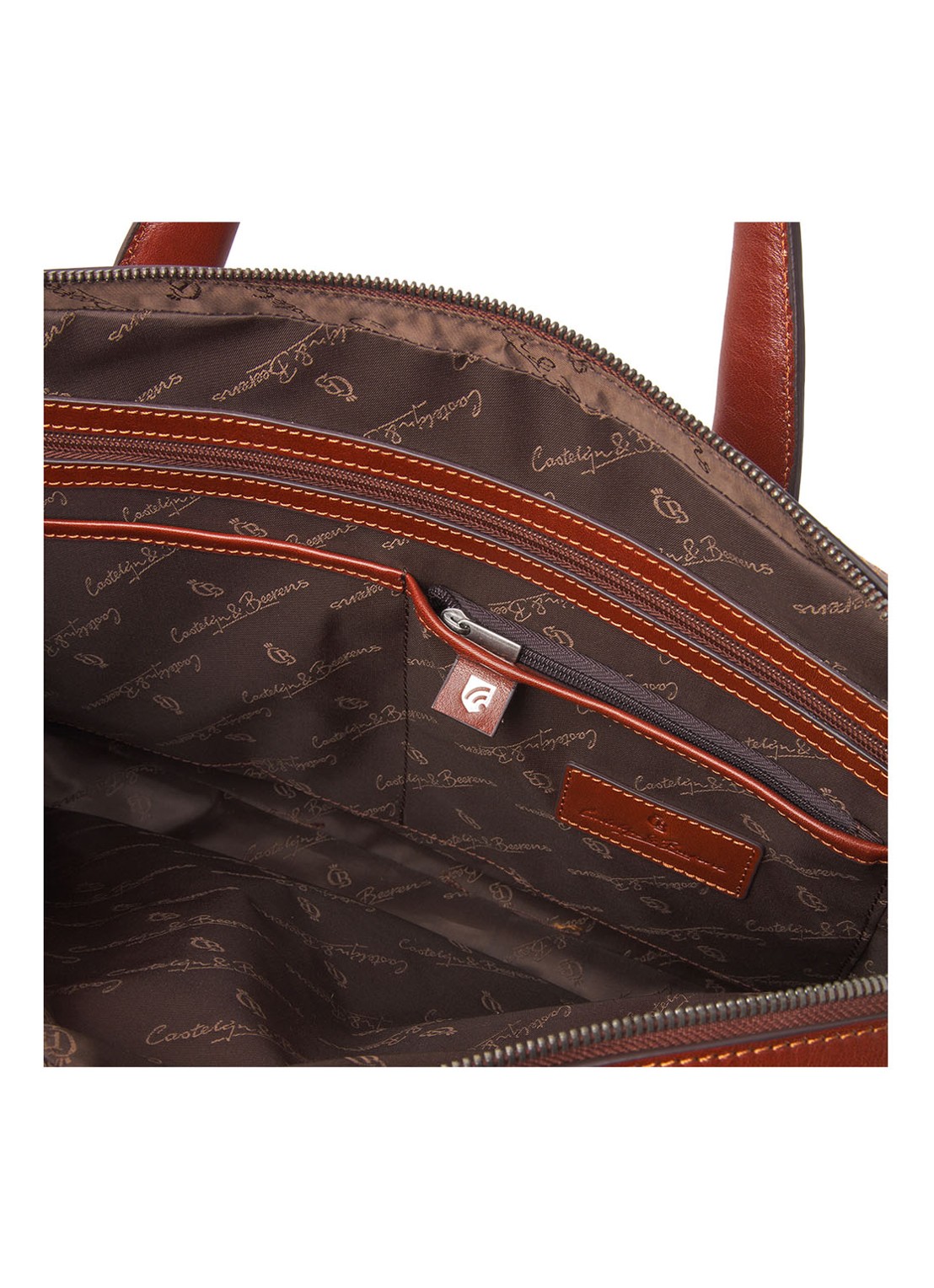 Castelijn & Beerens Paul businesstas van leer met 15,6 inch laptopvak - detail 7 cognac