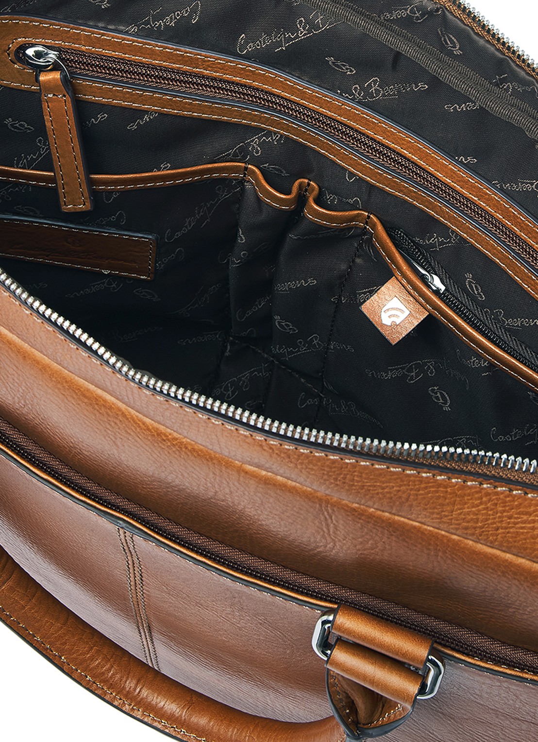 Castelijn & Beerens Peter laptoptas 15,6 inch - detail 4 lichtbruin