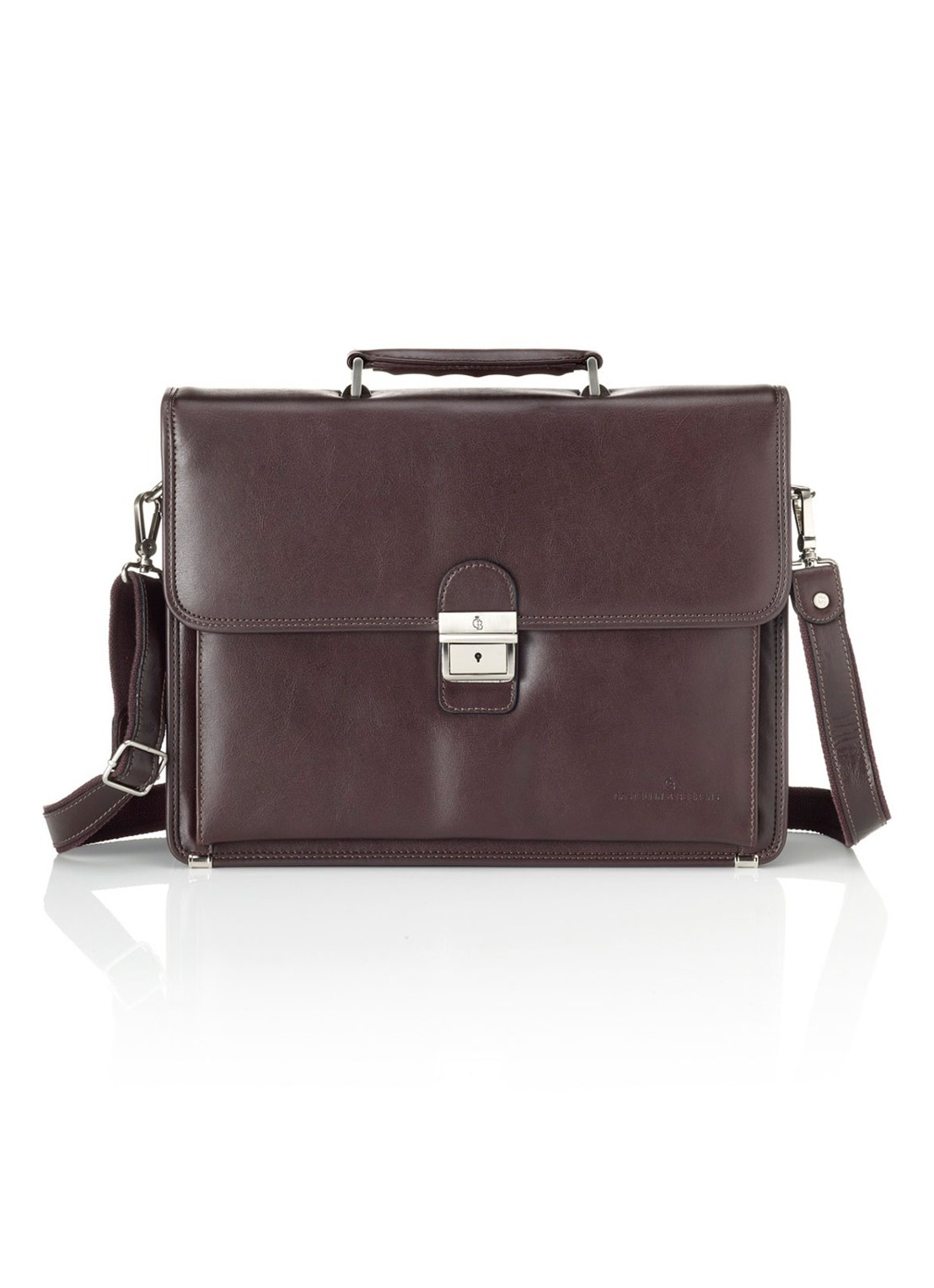 Castelijn & Beerens Realta businesstas van leer met 13.3 inch laptopvak - voorkant roodbruin
