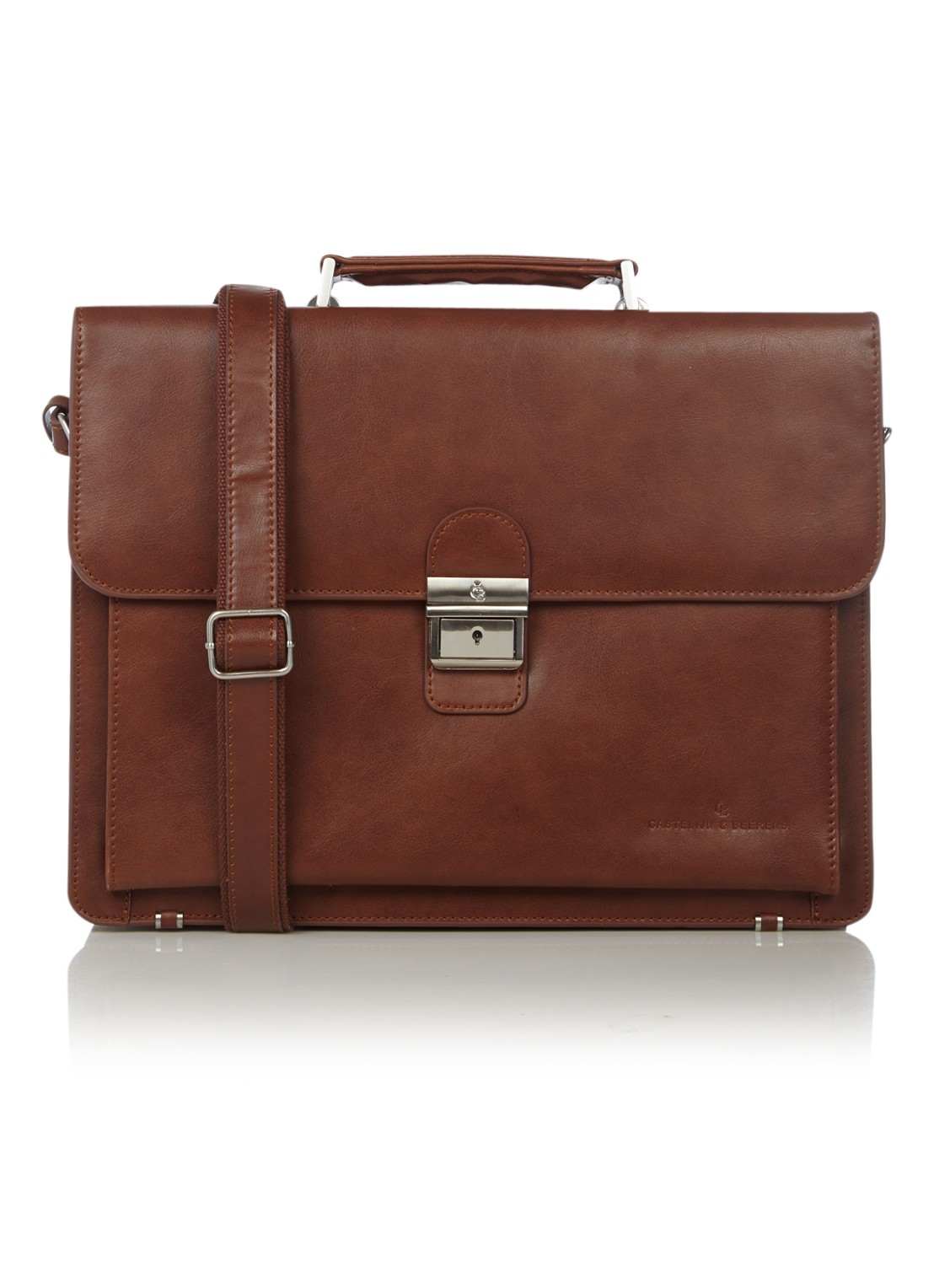 Castelijn & Beerens Realta businesstas van leer met 13.3 inch laptopvak - voorkant cognac
