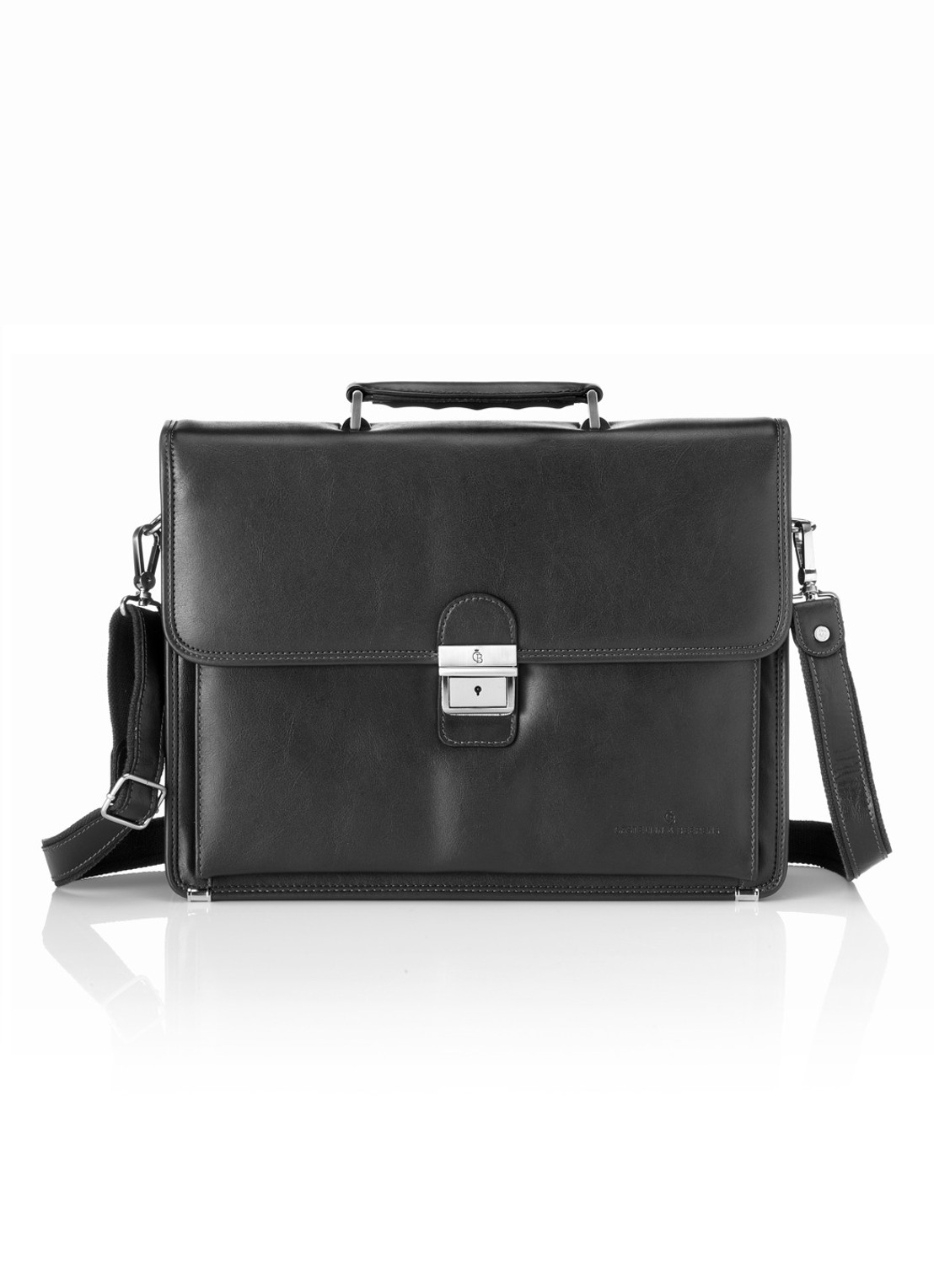 Castelijn & Beerens Realta businesstas van leer met 13.3 inch laptopvak - voorkant zwart