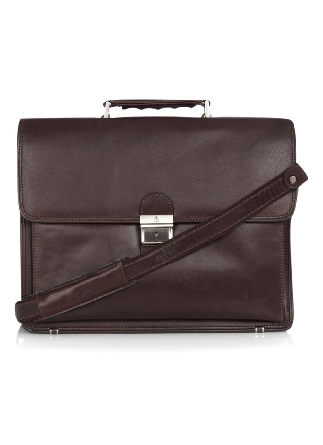 Castelijn & Beerens Realta businesstas van leer met 15,4 inch laptopvak - voorkant 2 donkerbruin