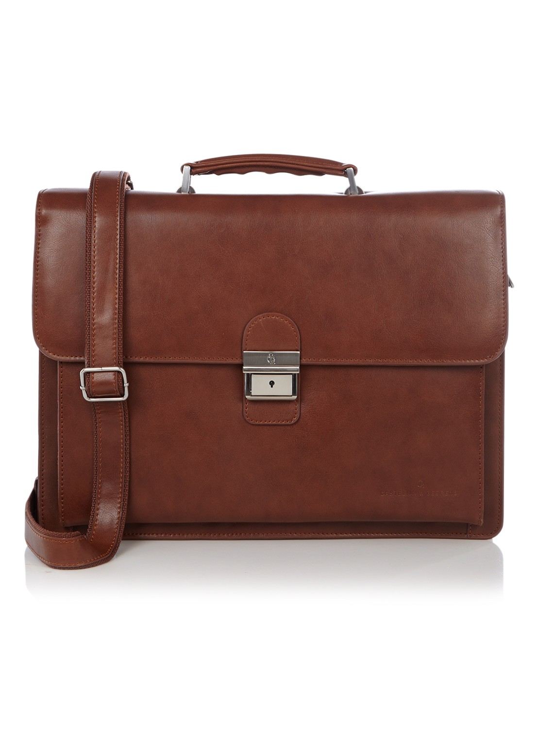 Castelijn & Beerens Realta businesstas van leer met 15,4 inch laptopvak - voorkant cognac