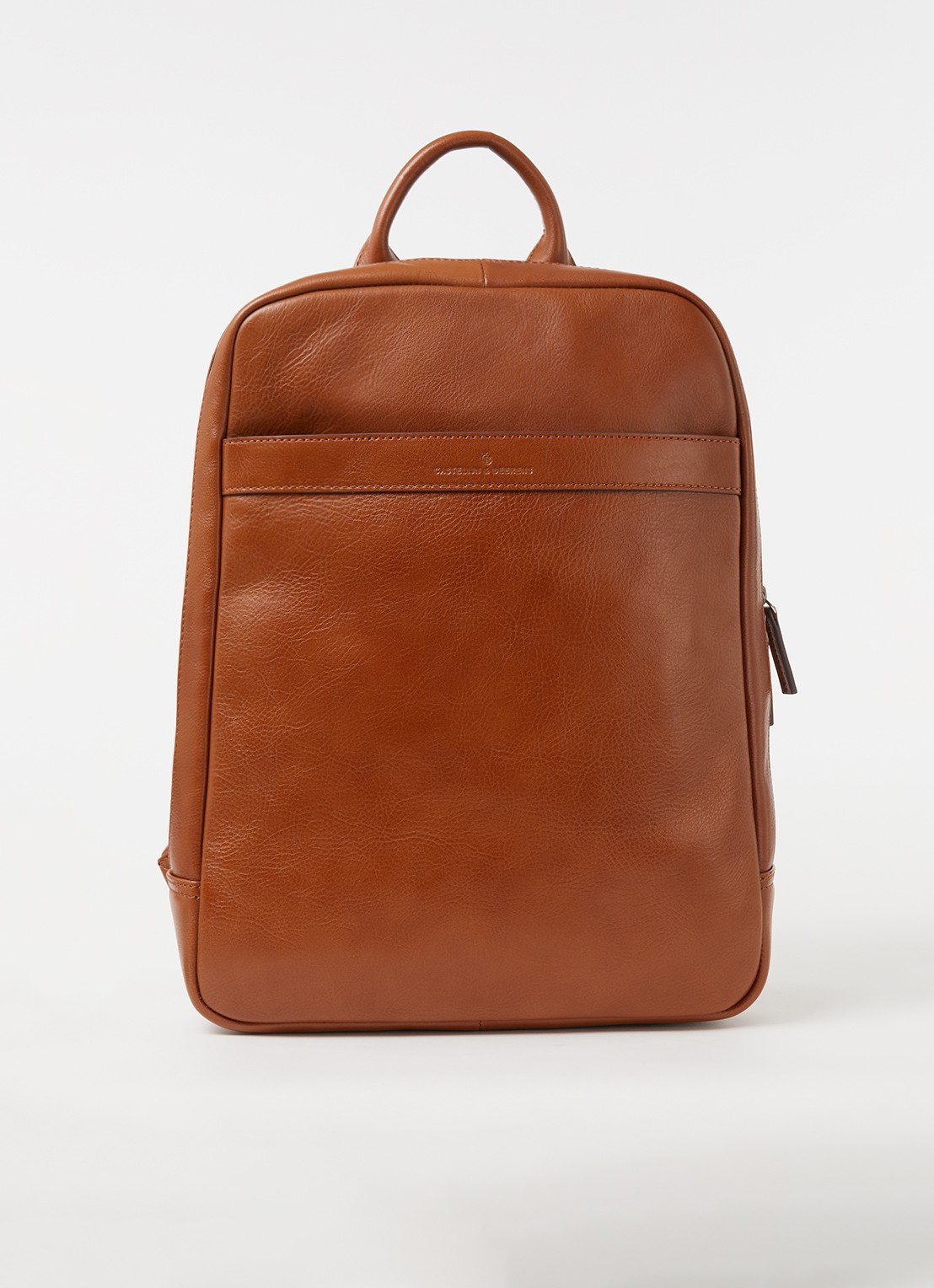 Castelijn & Beerens Rugzak van leer met 15,6 inch laptopvak - voorkant roestbruin