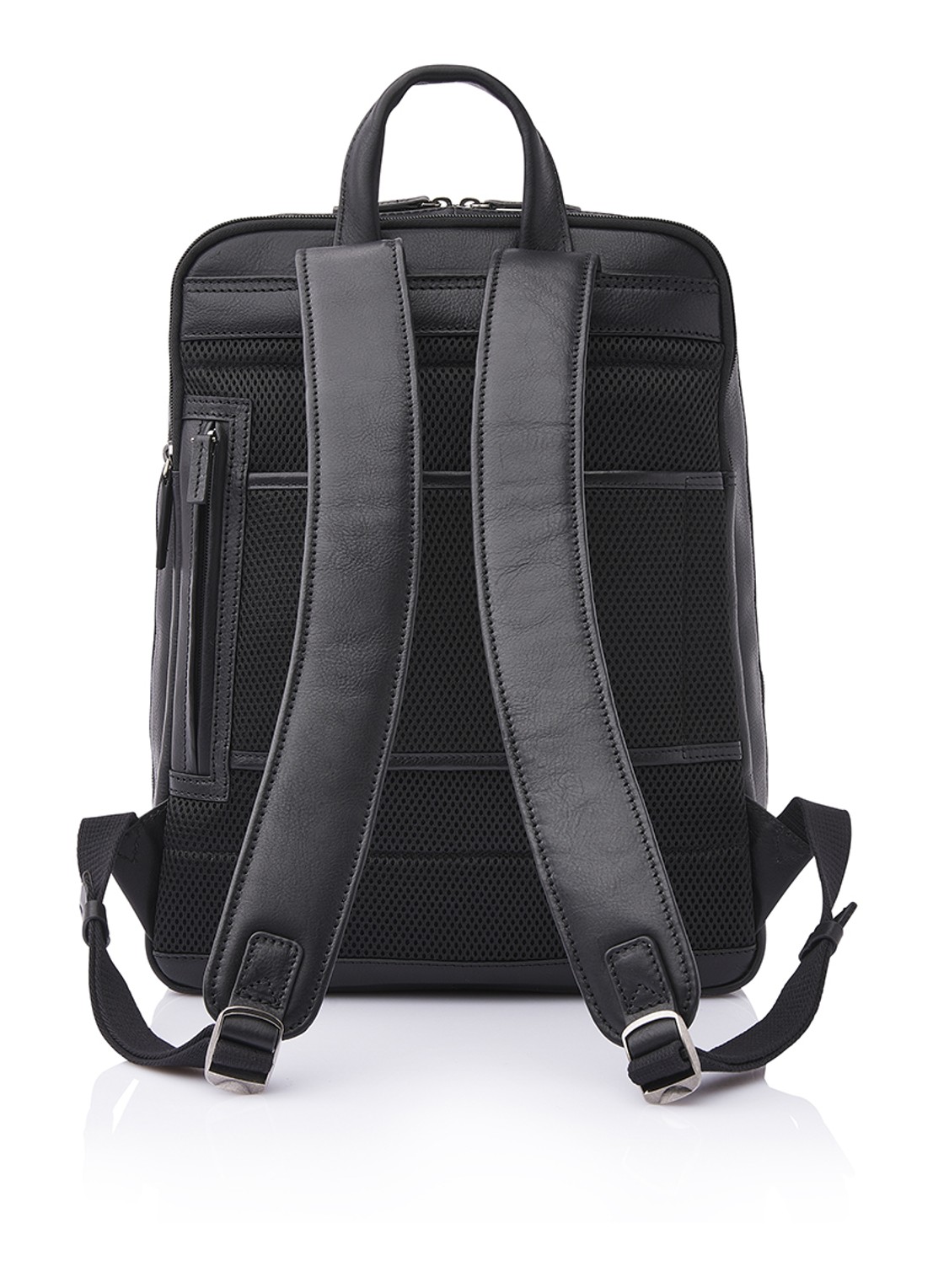 Castelijn & Beerens Rugzak van leer met 15,6 inch laptopvak - achterkant 8 zwart