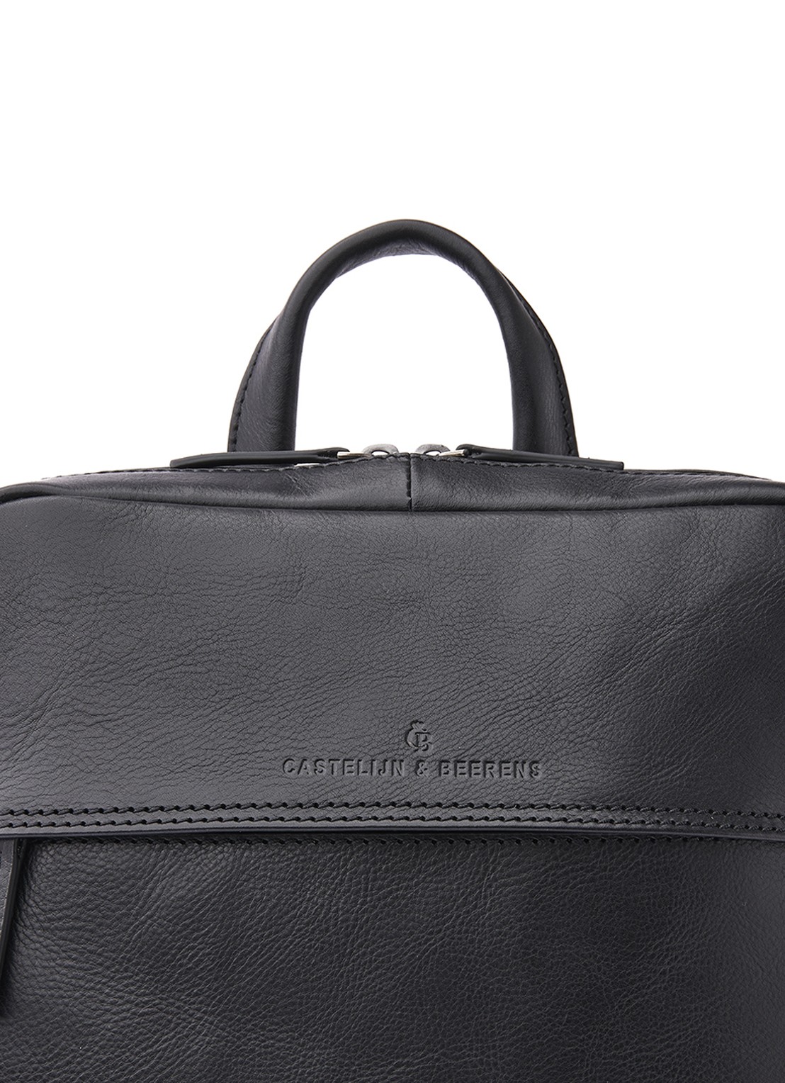 Castelijn & Beerens Rugzak van leer met 15,6 inch laptopvak - detail zwart