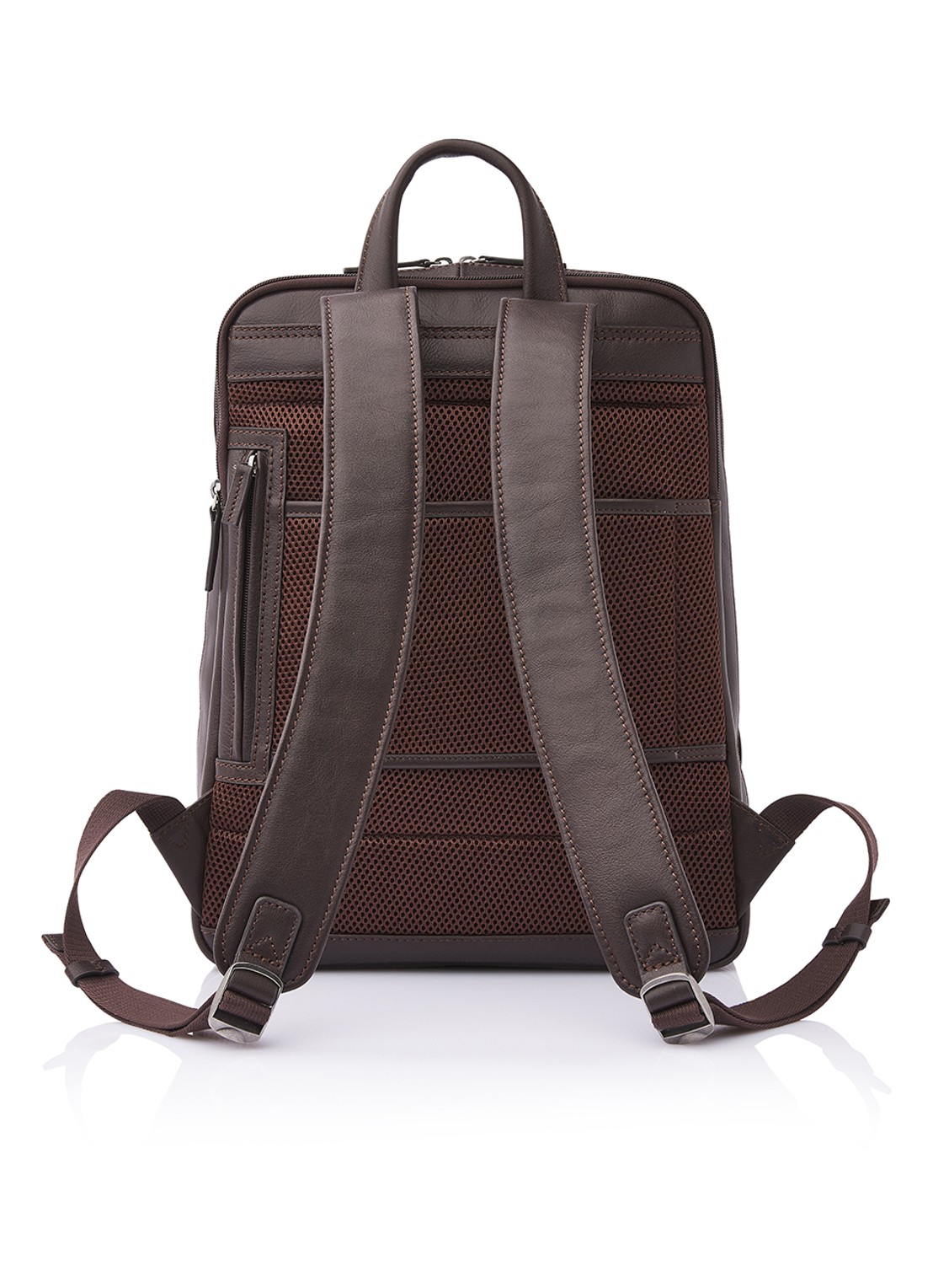 Castelijn & Beerens Rugzak van leer met 15,6 inch laptopvak - achterkant lichtbruin