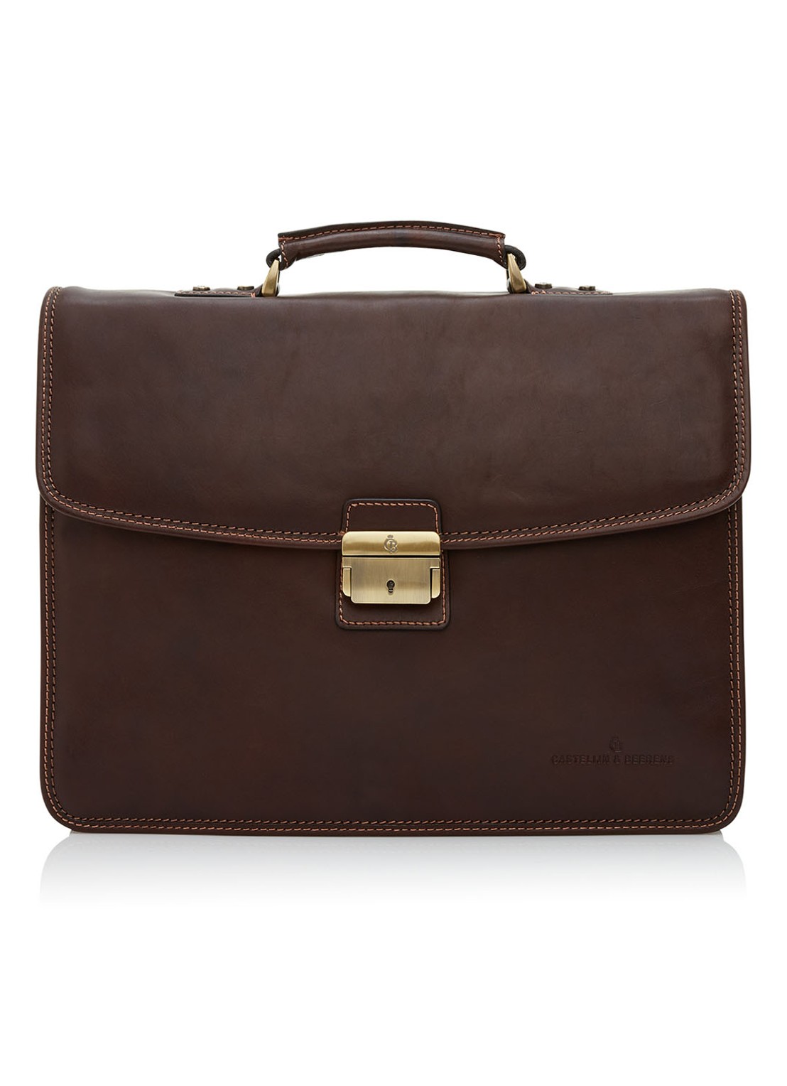Castelijn & Beerens Verona businesstas van leer met 13,3 inch laptopvak - voorkant donkerbruin